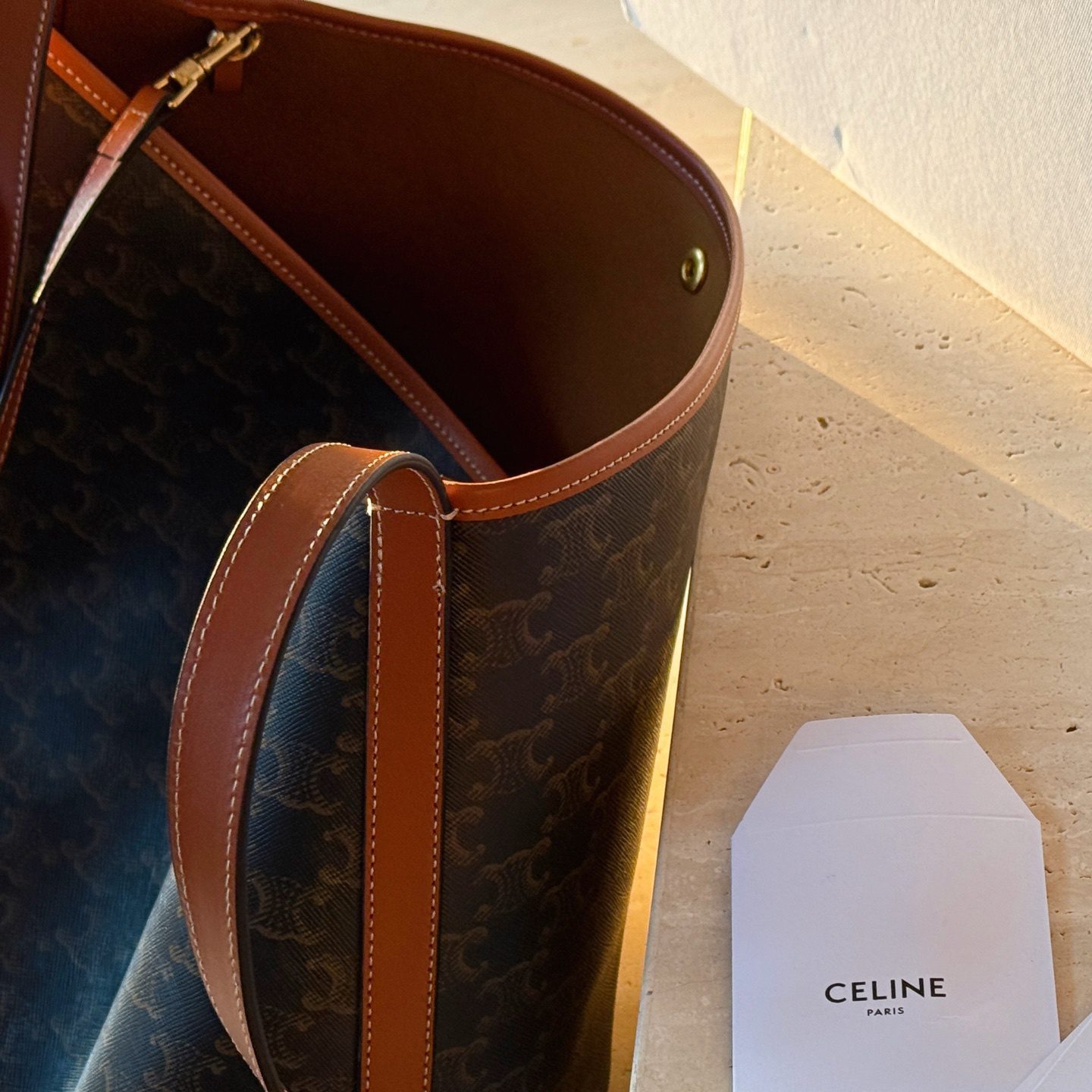 SOFT SHOPPER BAG IN TRIOMPHE CANVASAND CALFSKIN ENCRE 18X22CM