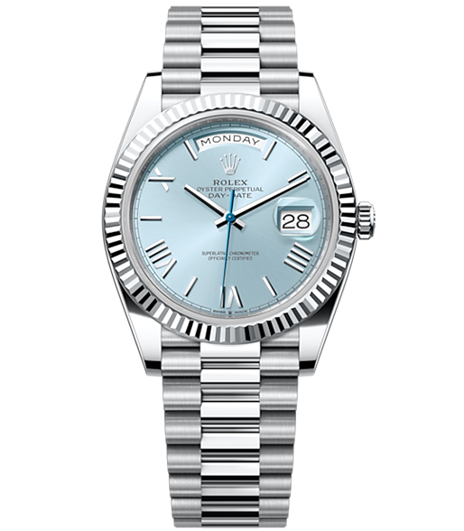 Rolex Oyster Perpetual Day-Date 40 in Platinum with Ice-Blue Dial Men's Watch 228236-0012【1:1 Replica】