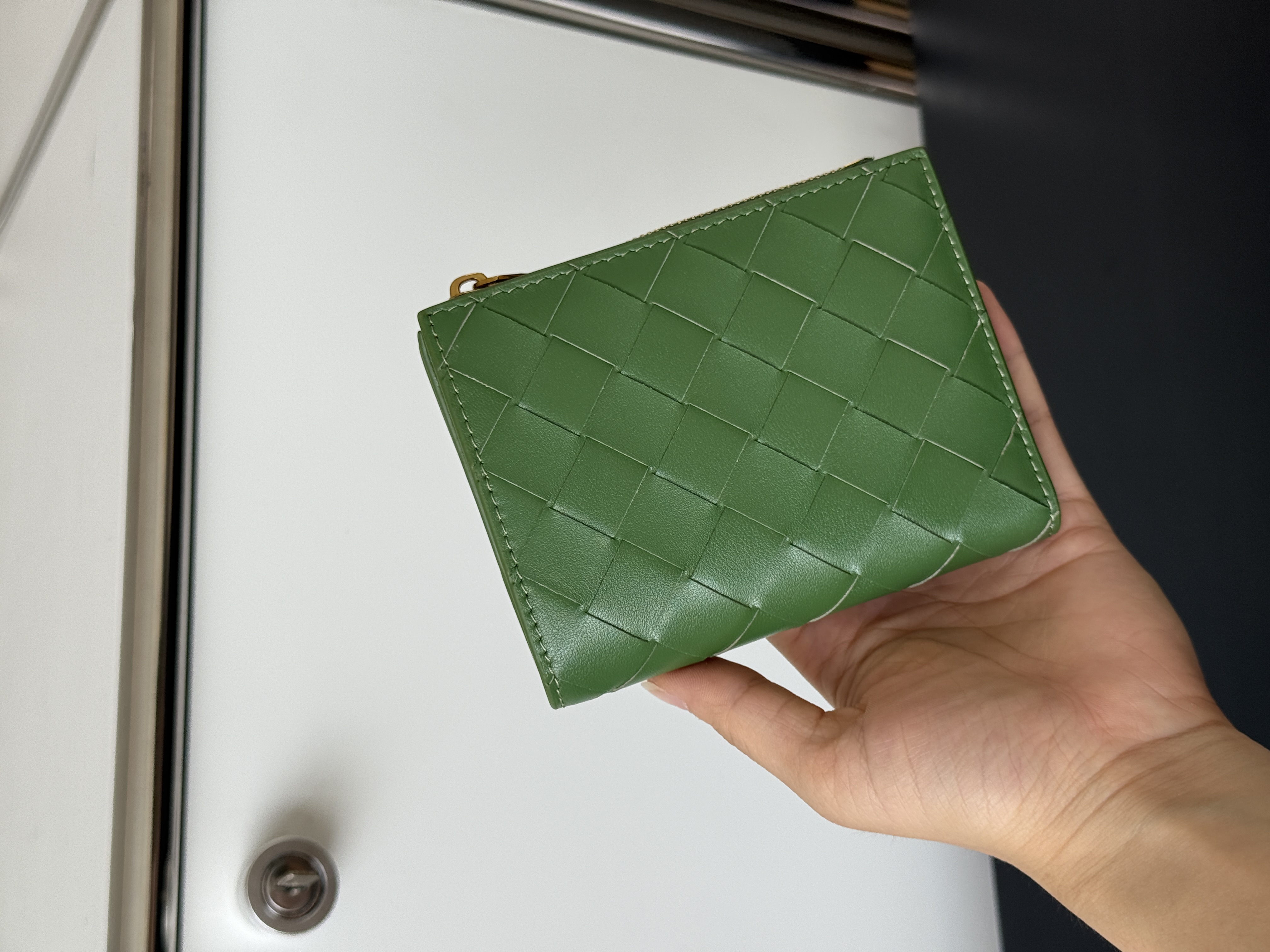 Bottega Veneta Intreccio Compact Bi-Fold Wallet with Zip