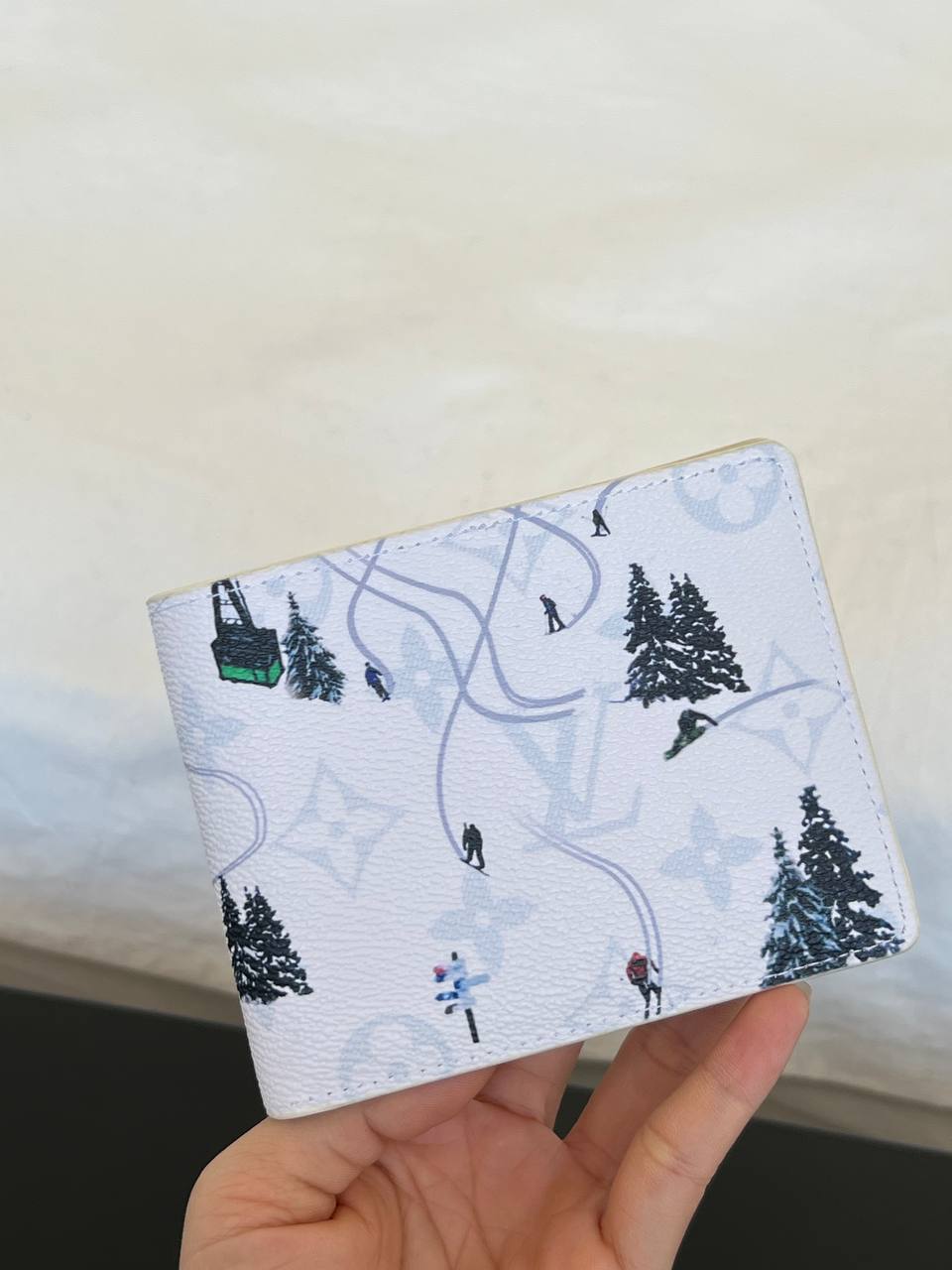Louis Vuitton Ski-Themed Printed Monogram Bifold Short Wallet