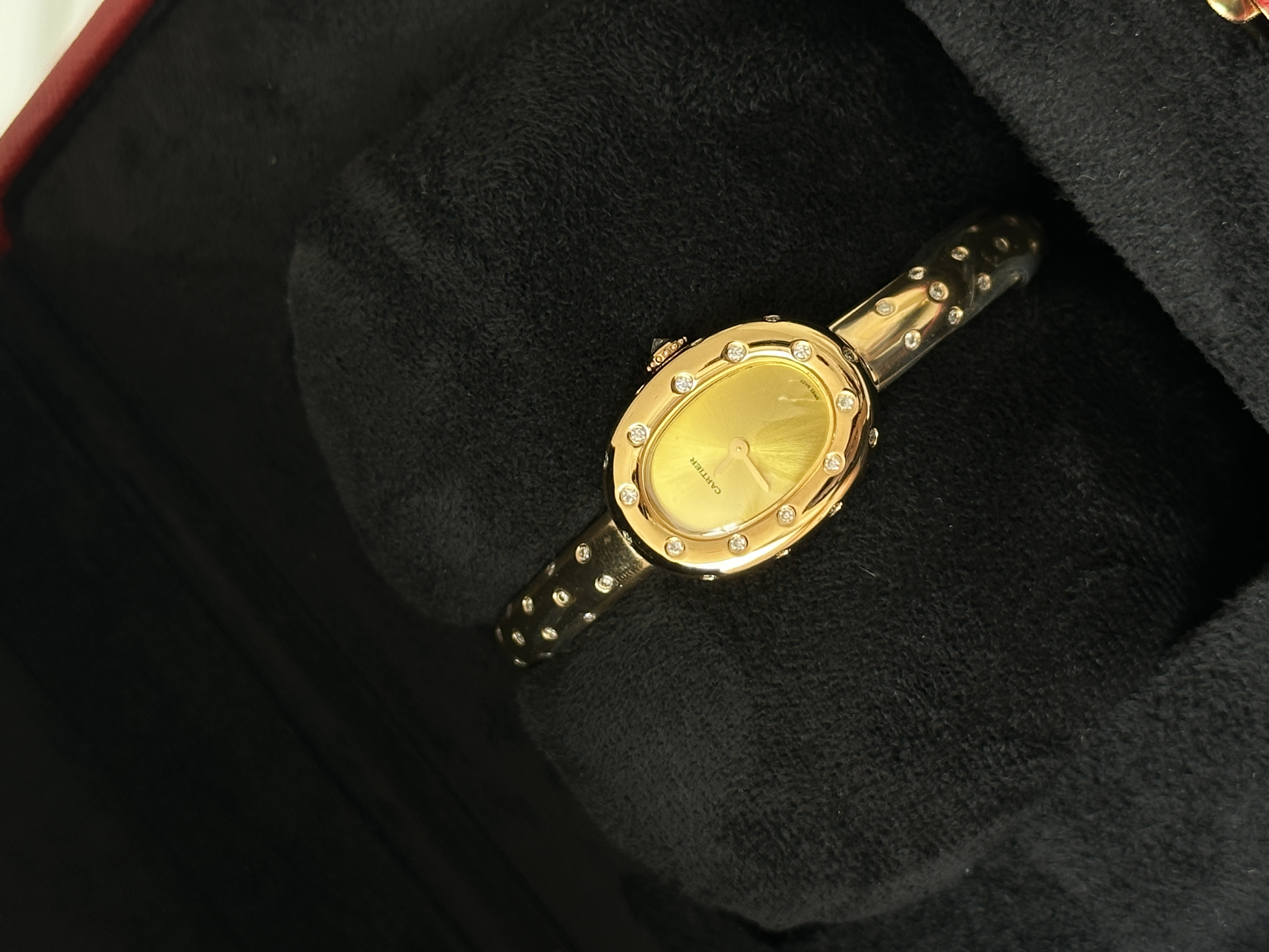 Cartier Baignoire Oval Yellow Gold Diamond Bangle Watch