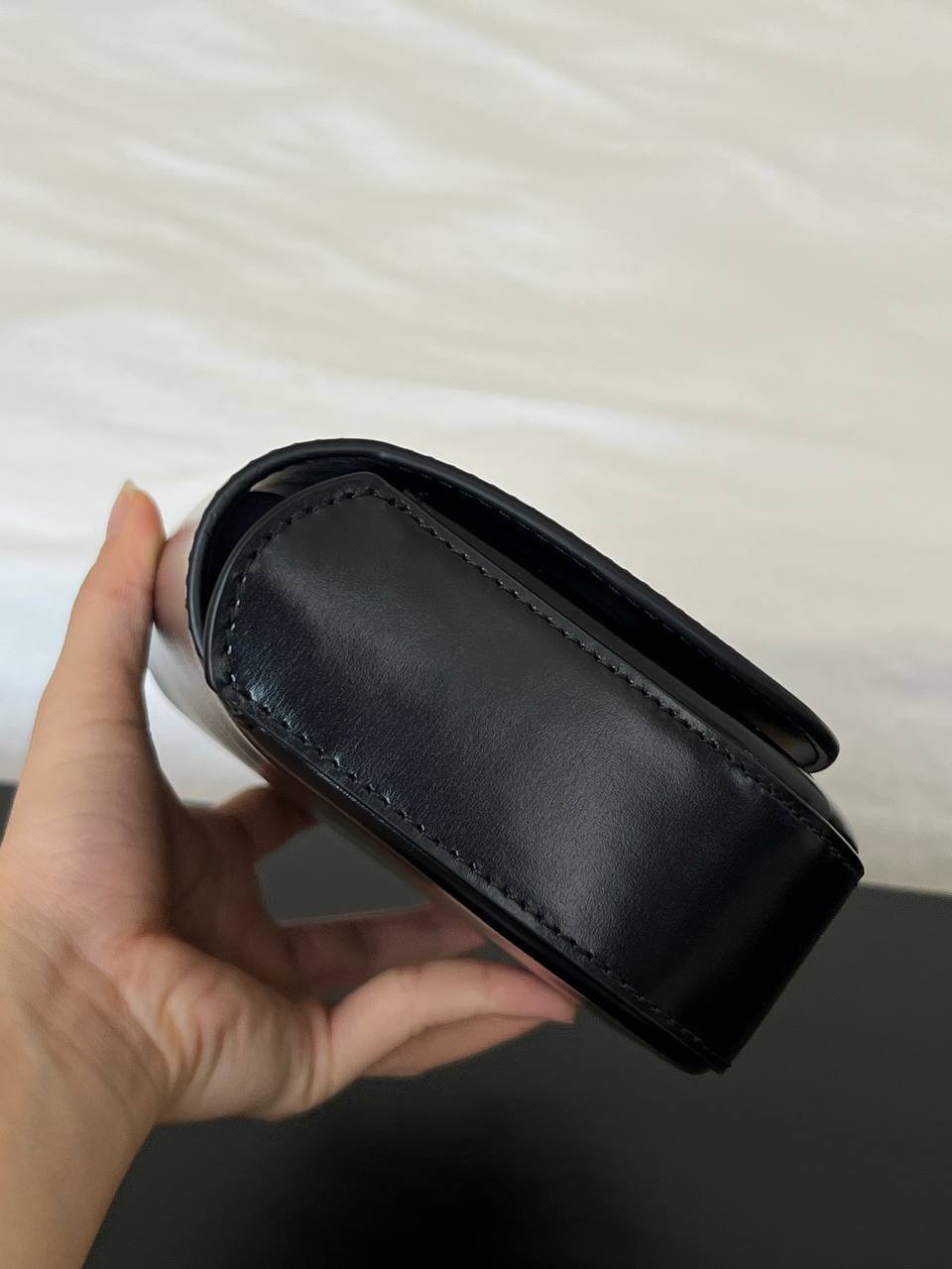 YSL Saint Laurent Black Smooth Leather Mini Saddle Bag