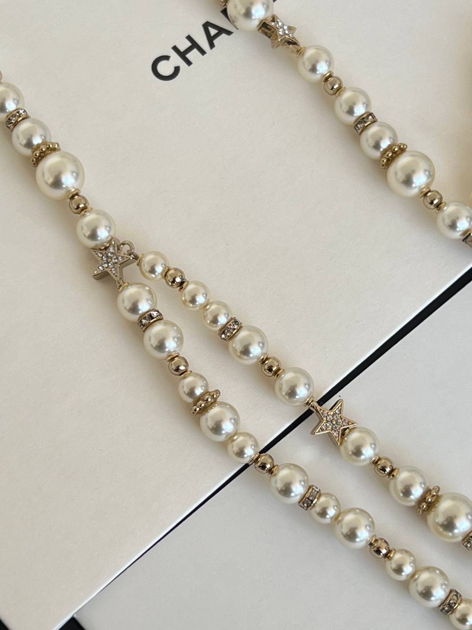 Chanel Star Crystal CC Pendant Multi-layer Pearl Long Necklace