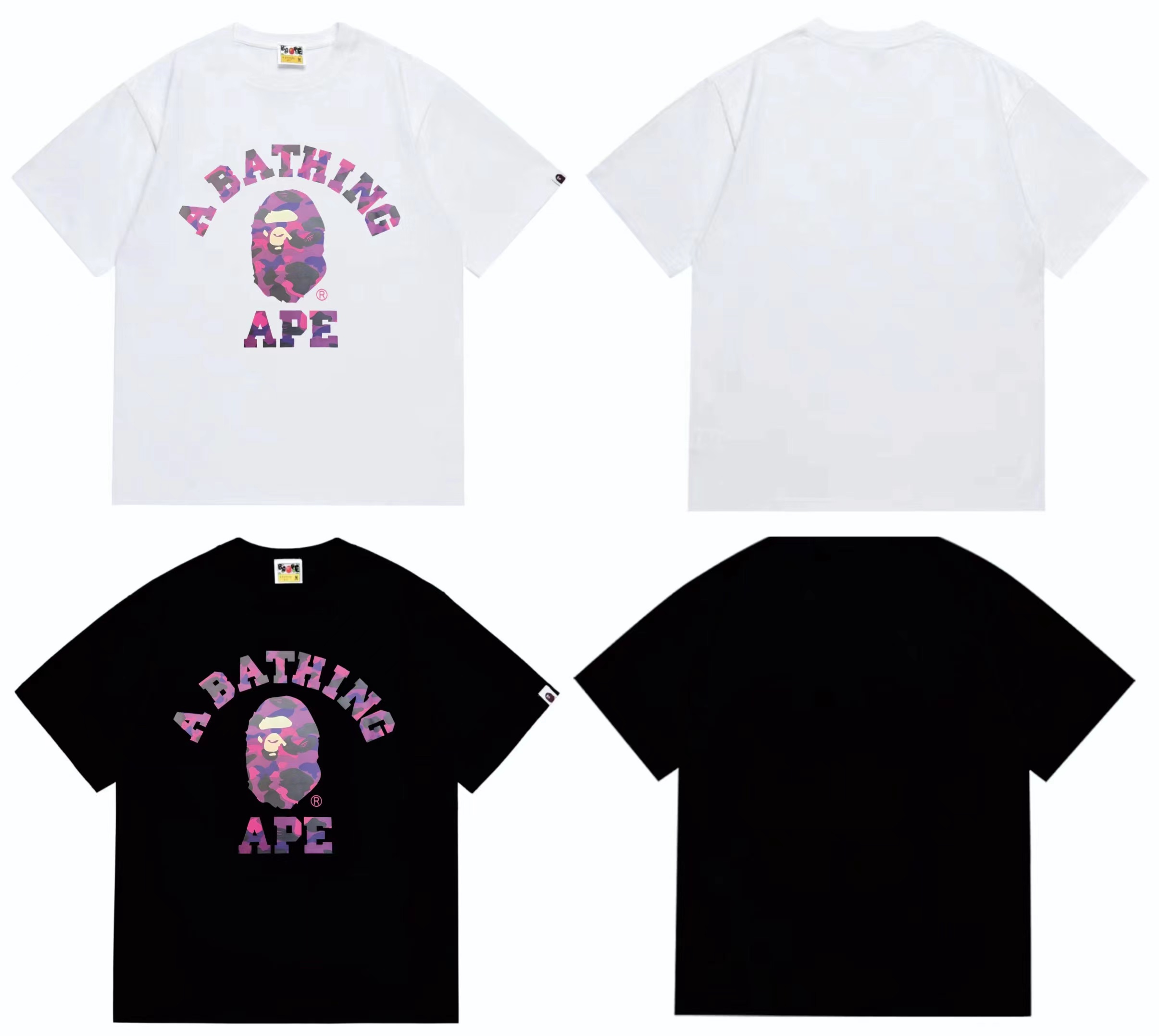 Purple camo ape man head print t shirt