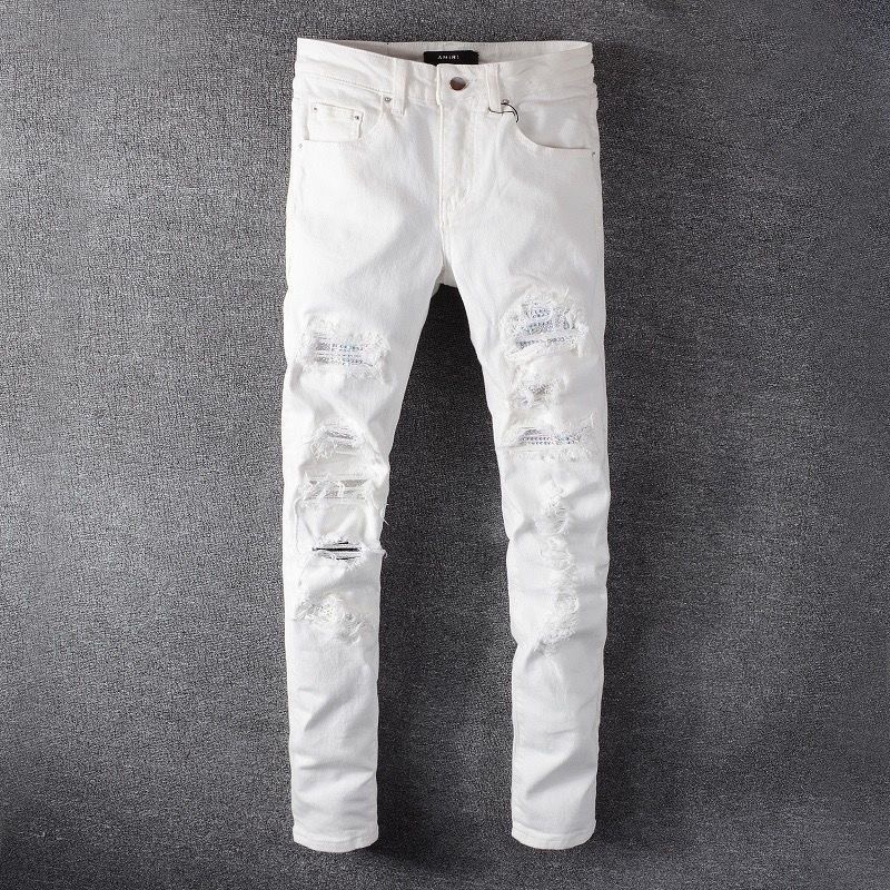 amiri white diamond hole jeans