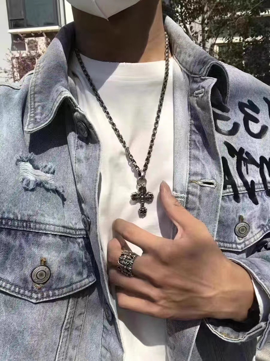 double ring sterling silver necklace