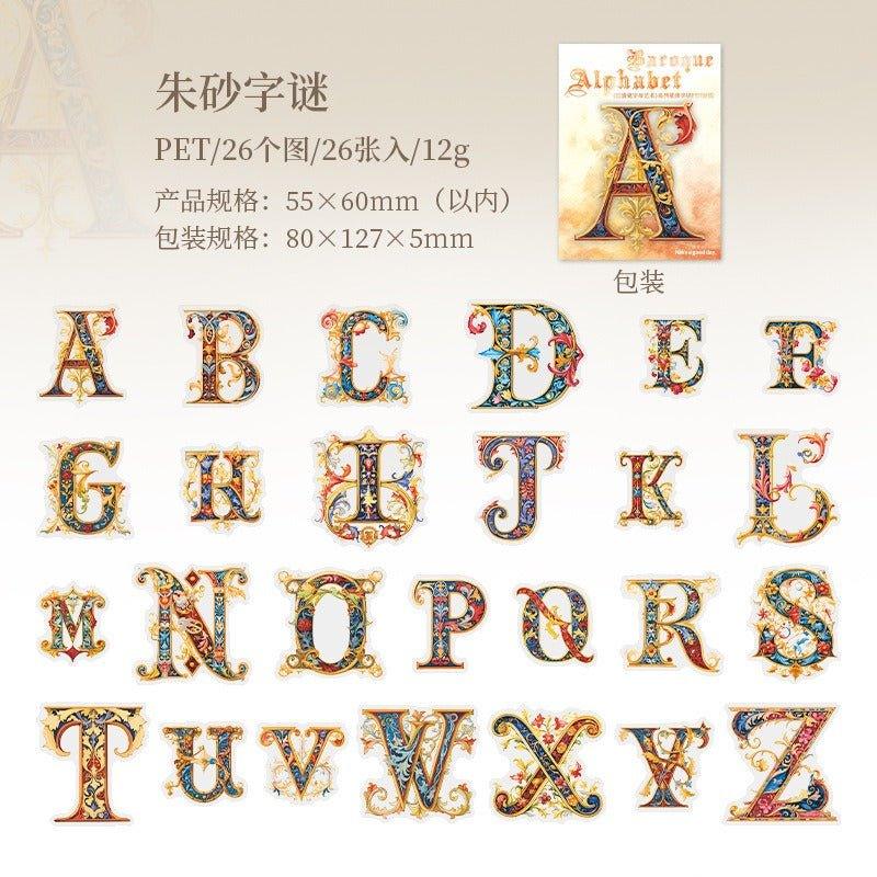 1124 PET Stickers Baroque Letters
