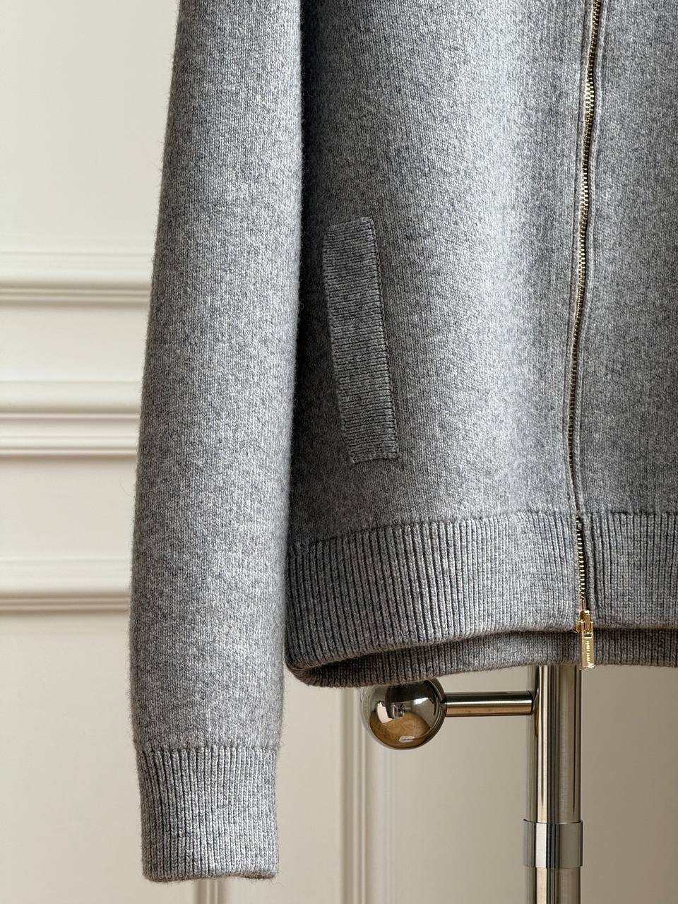 Miu Miu Logo-Embroidered Zip-Up Polo Collar Knit Cardigan