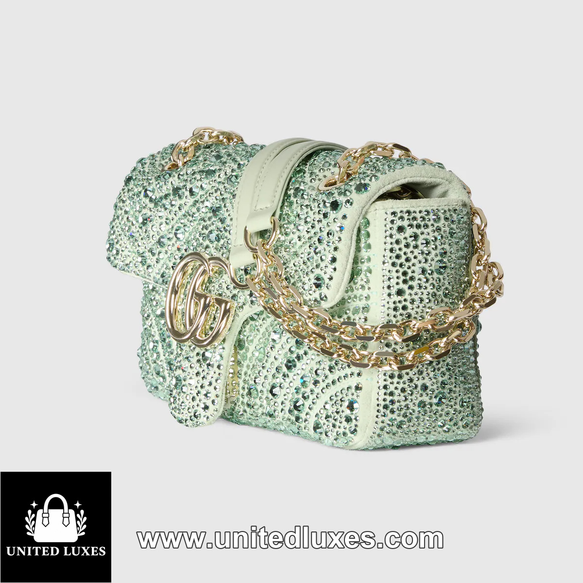 Replica GG Marmont crystals small shoulder bag