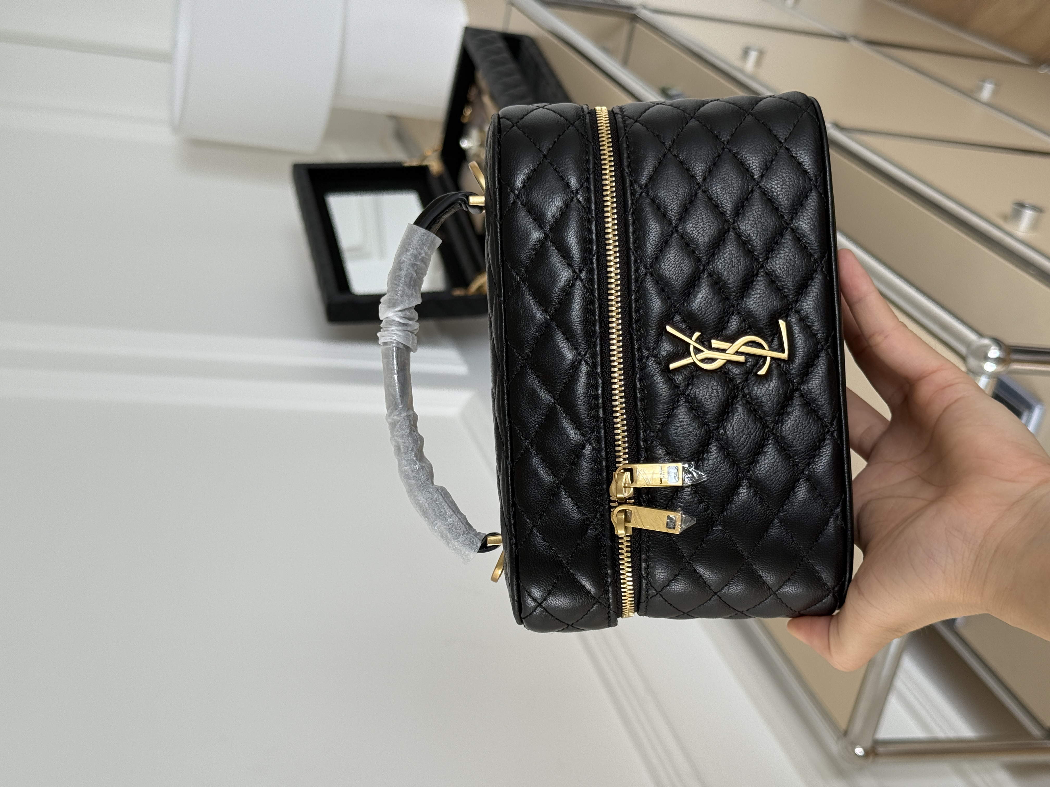 Yves Saint Laurent Gaby Quilted Lambskin Vanity Case Handbag