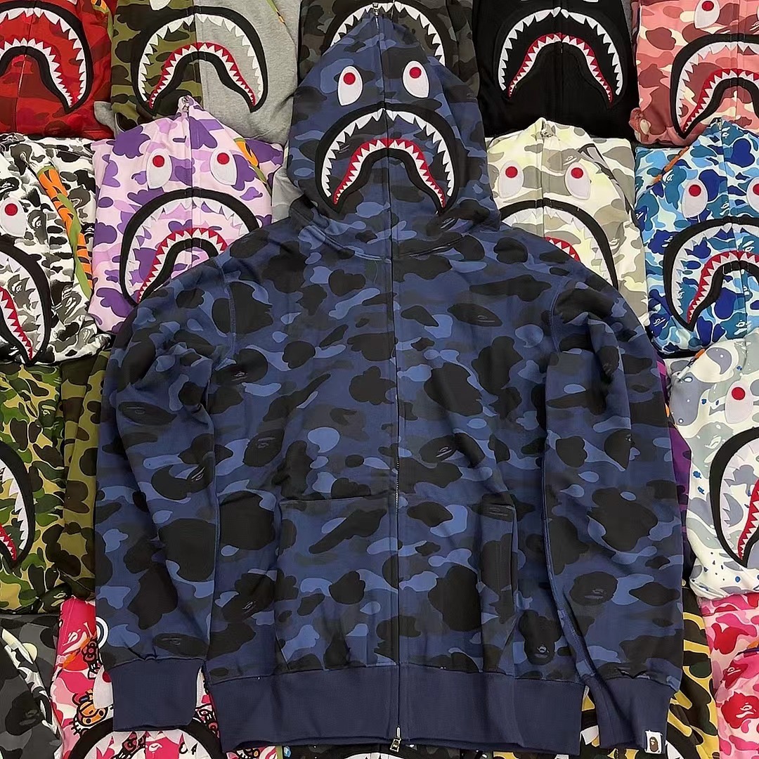 1:1 Best Quality Blue Camo 1 Hood Zipper Hoodie