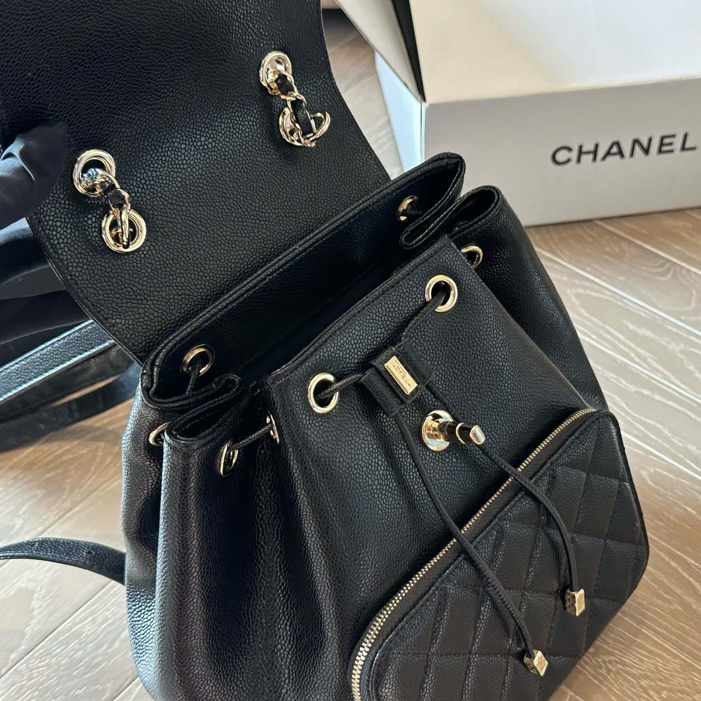 CHANEL CAVIAR QUILTED BUSINESS AFFINITY BACKPACK BLACK 20X17CM