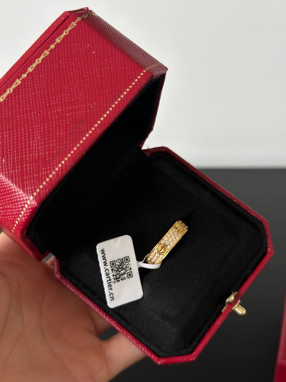 Cartier LOVE Ring, Paved Diamonds, Yellow Gold