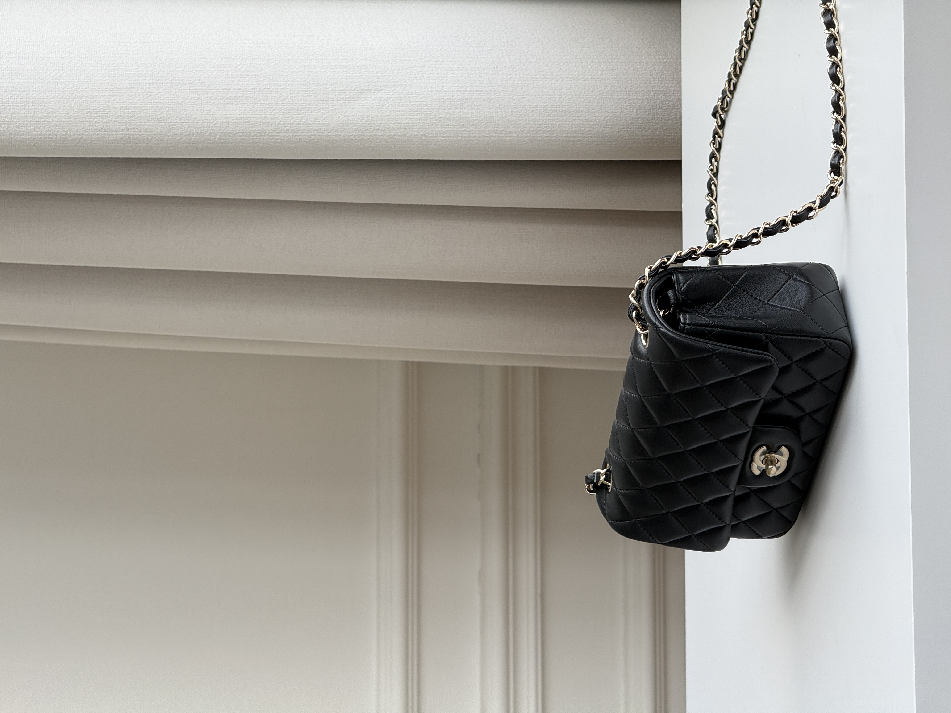 Chanel Black Caviar Leather Classic Flap Silver CC Chain Bag
