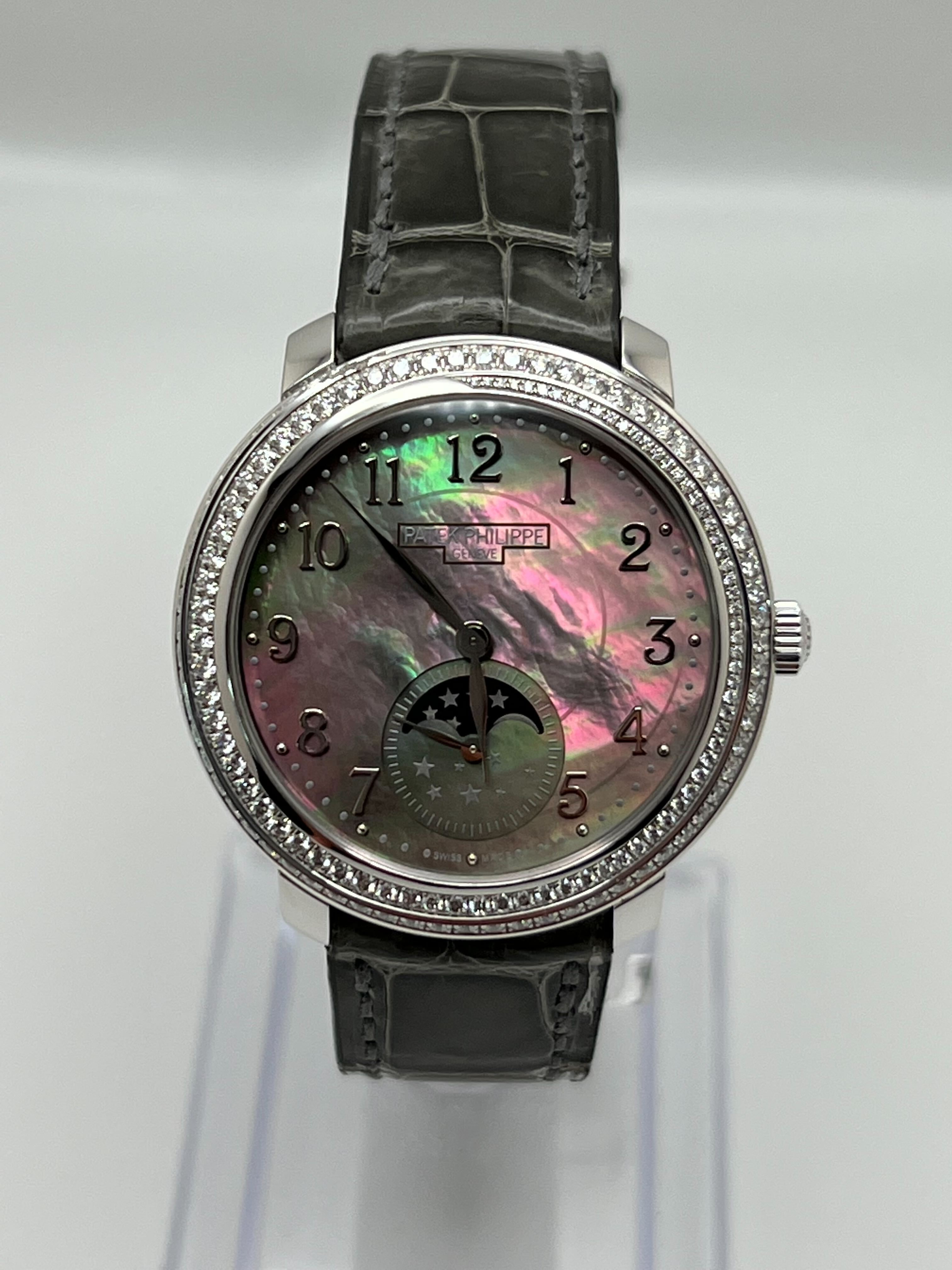 Patek Philippe Complications Moon Phase White Gold Black Tahitian Mother of Pearl Diamond 4968G-001【1:1 Replica】