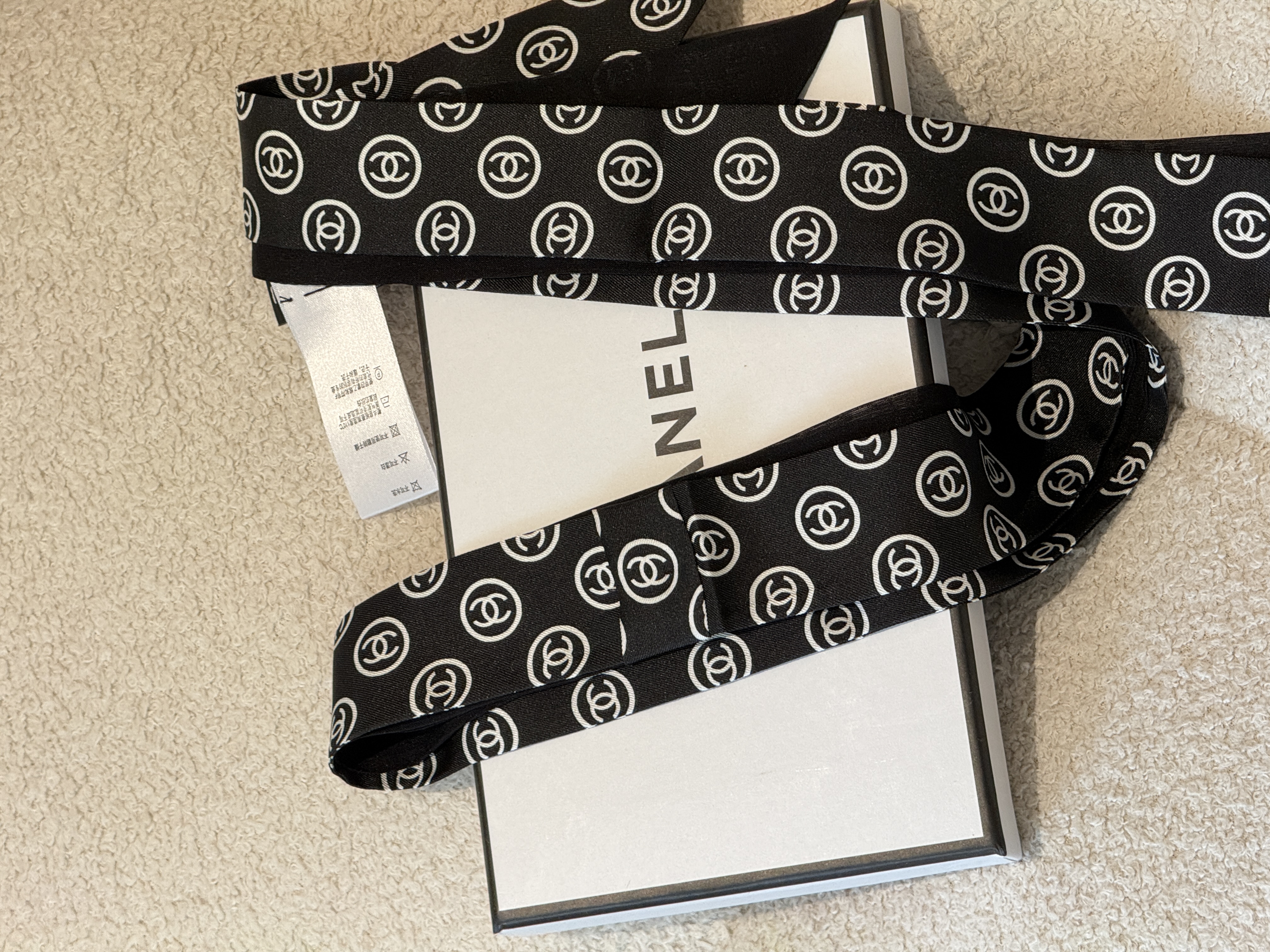 Chanel All-over Interlocking C Twilly Scarf