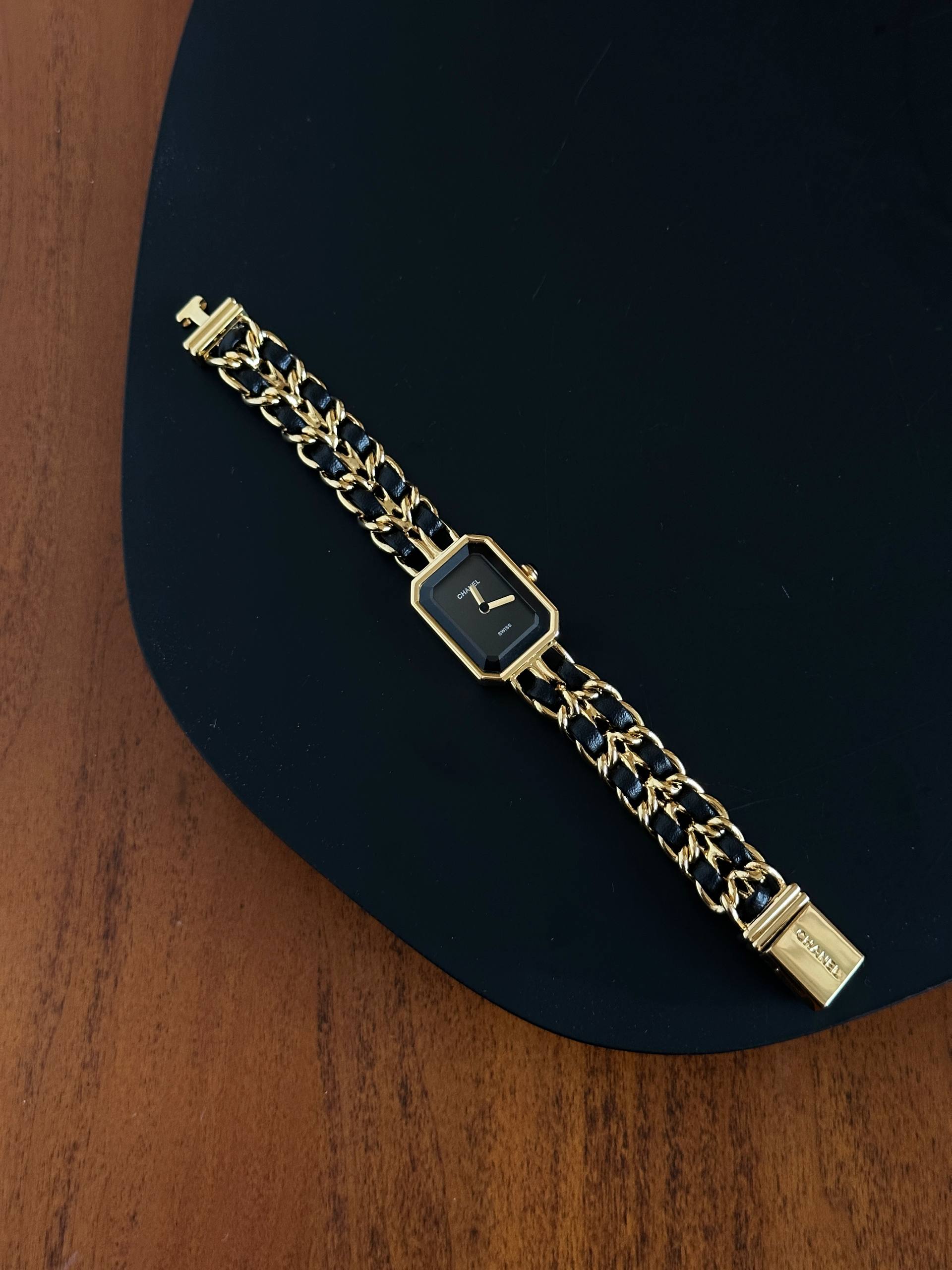 Chanel Première Smooth Gold Leather Interwoven Chain Watch