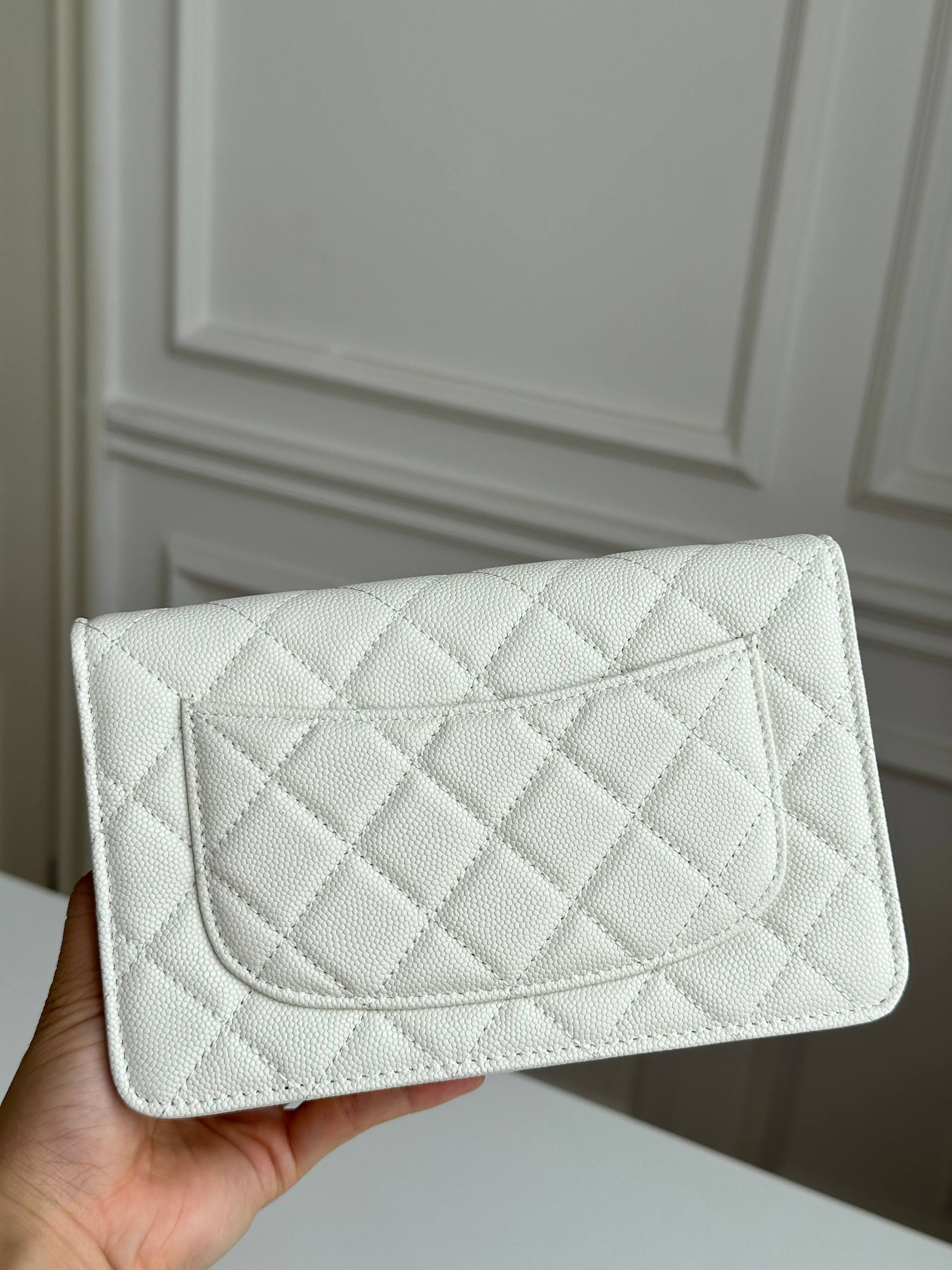 Chanel Quilted Caviar Leather WOC Gold CC Chain Wallet Crossbody Bag