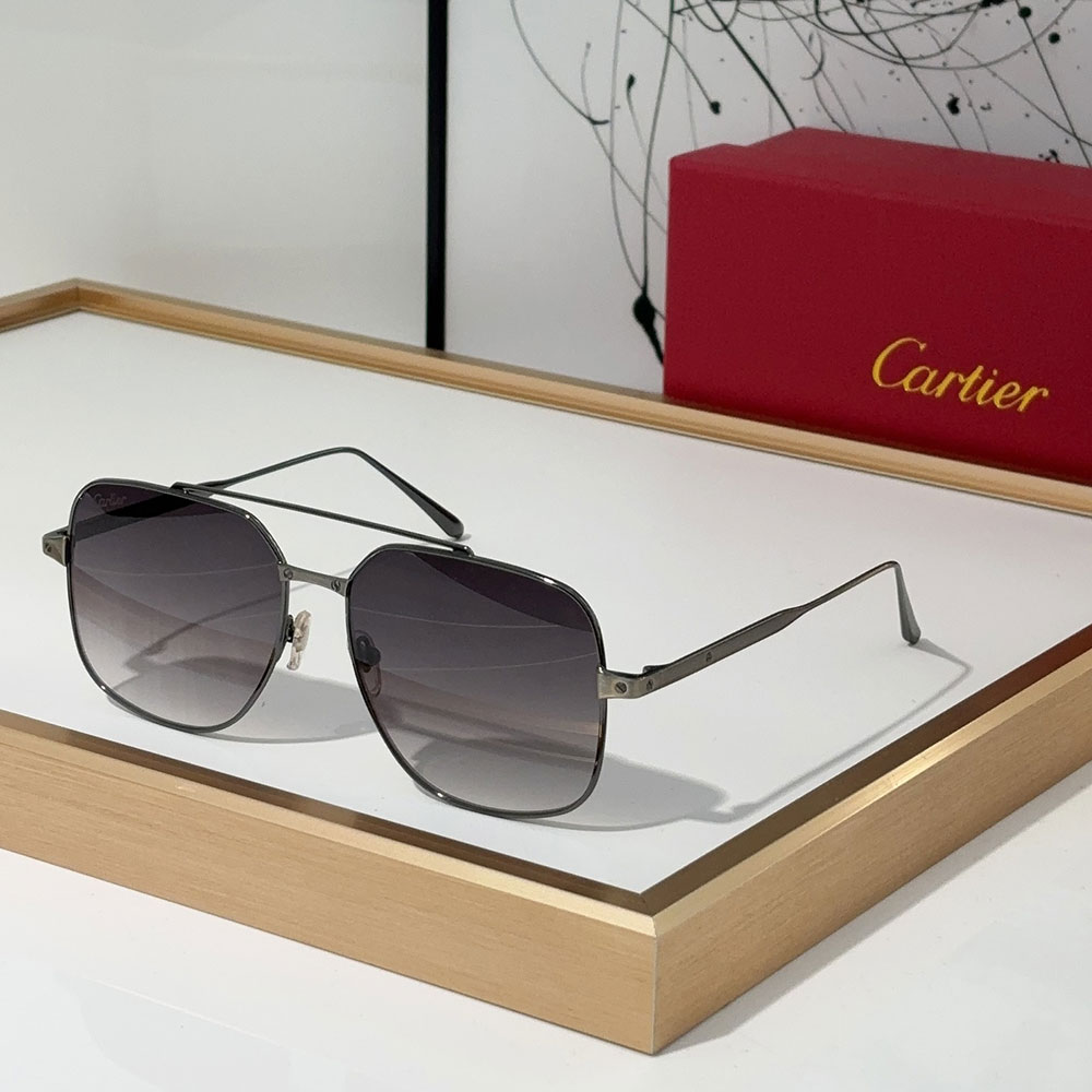 Cartier Slim Metal Frame Sunglasses Top Quality