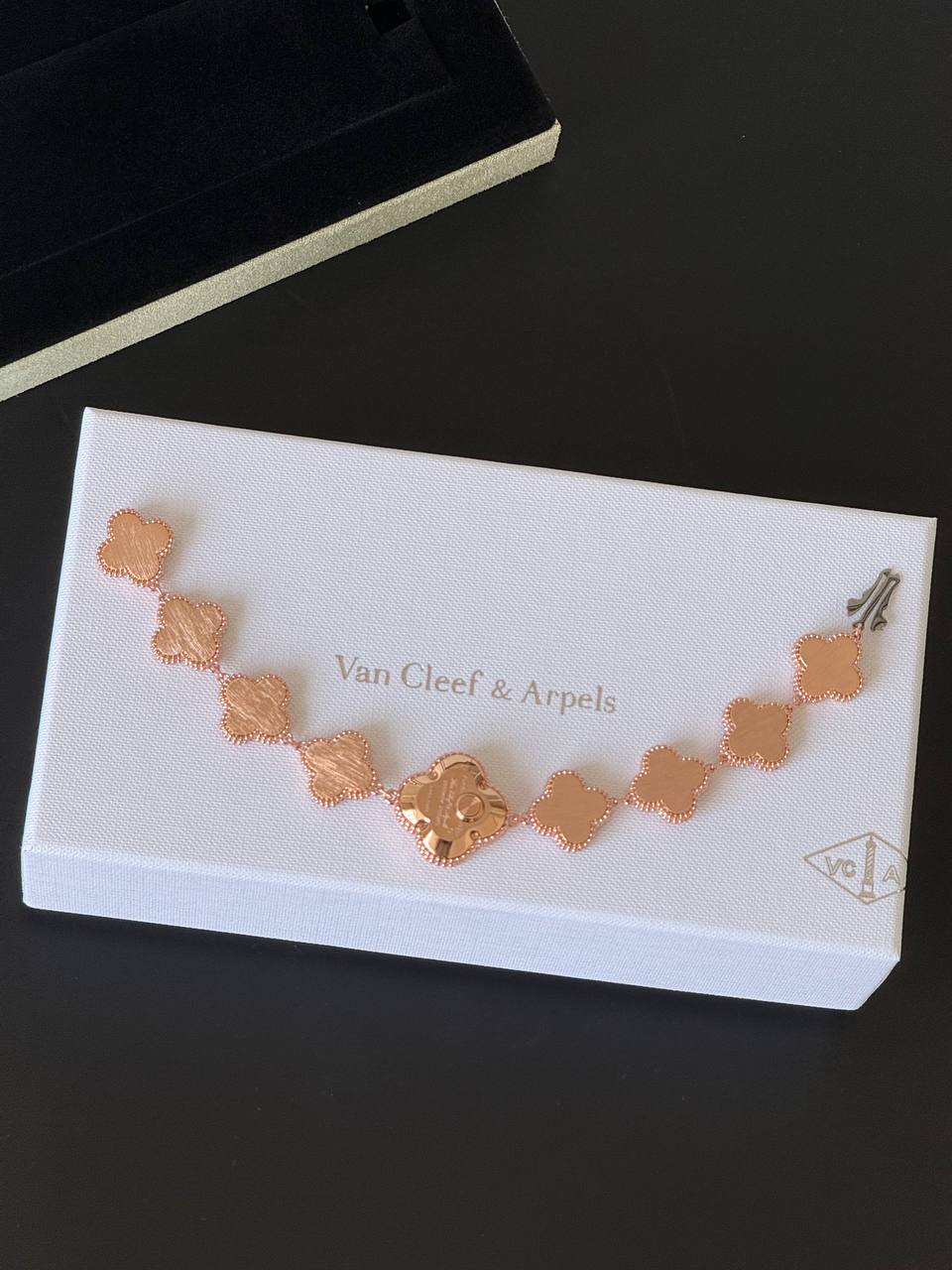 Van Cleef & Arpels Sweet Alhambra Carnelian and Guilloché Rose Gold Watch Bracelet