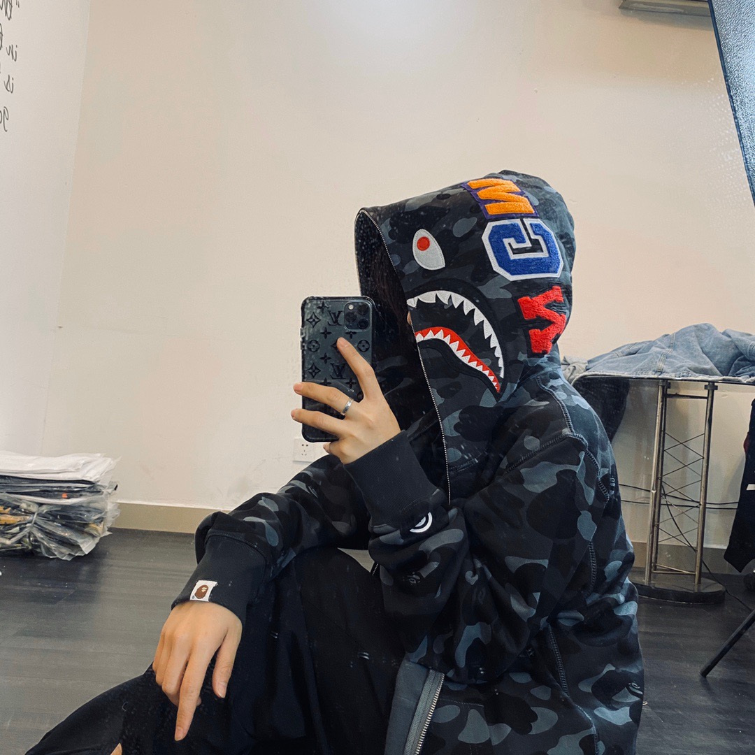 1:1 Best Quality Dark Grey Camo 1 Hood Zipper Hoodie