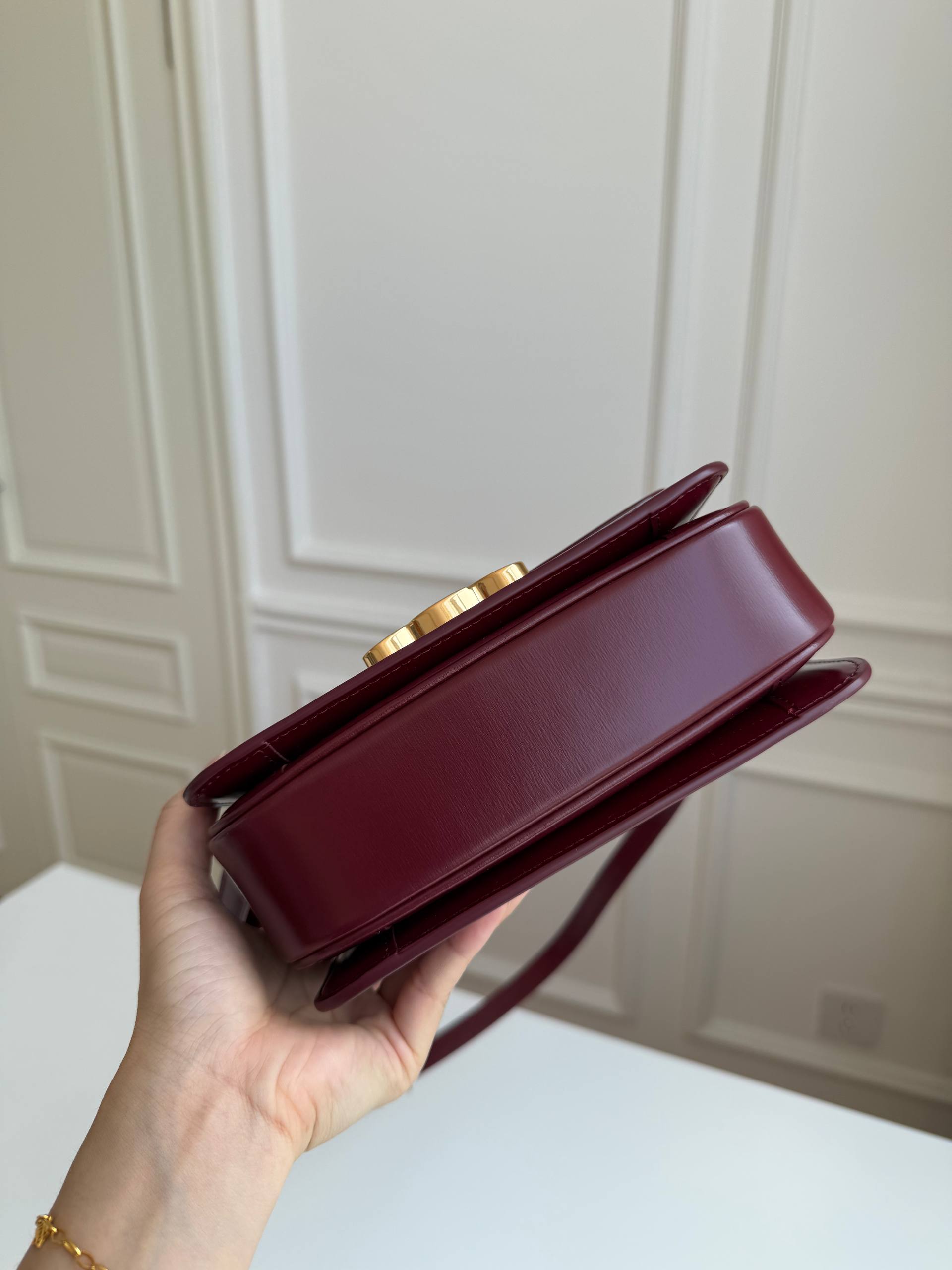 Celine Triomphe Small Shiny Calfskin Box Crossbody Bag