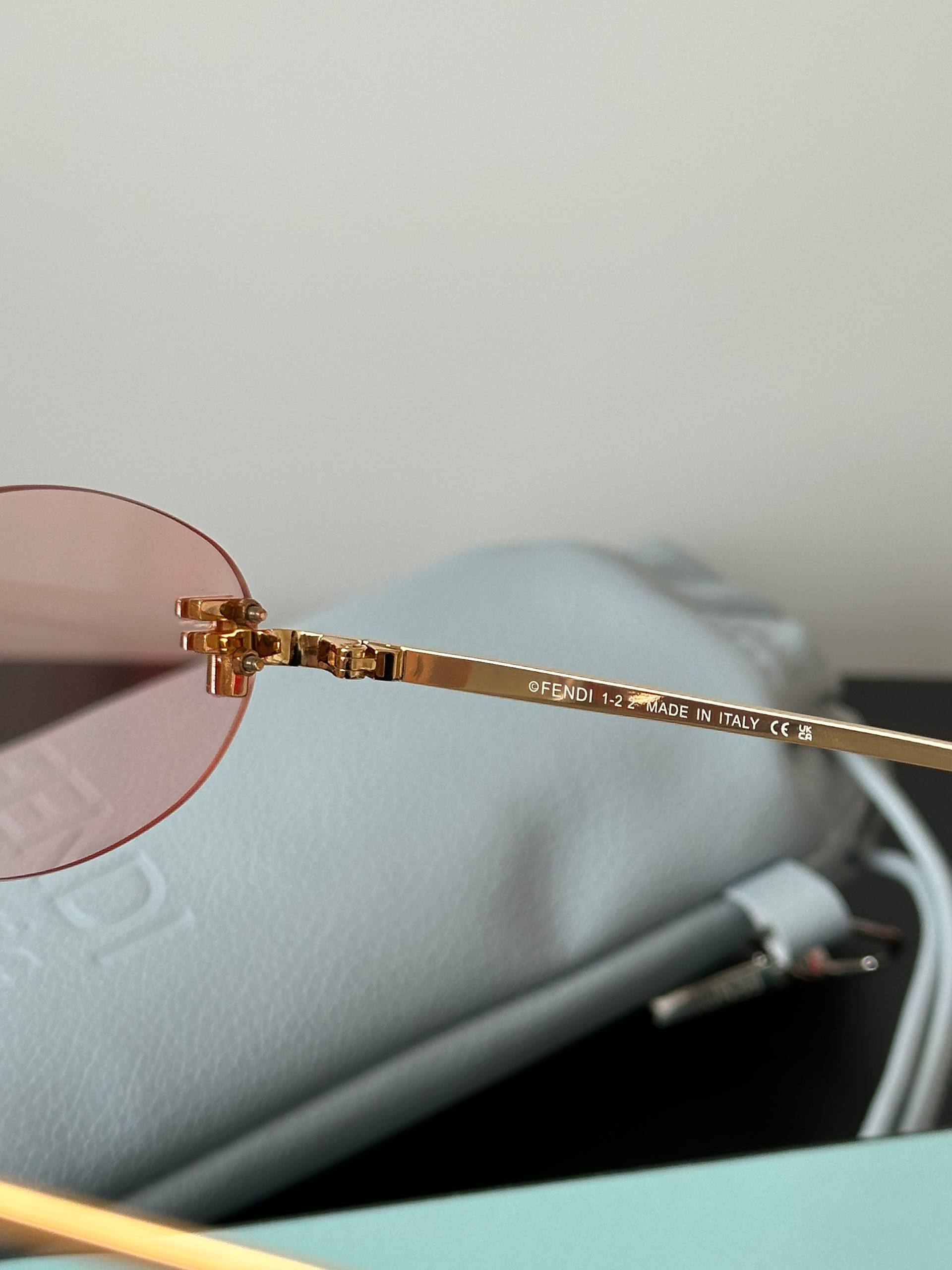 Fendi First Crystal Oval Rimless Sunglasses