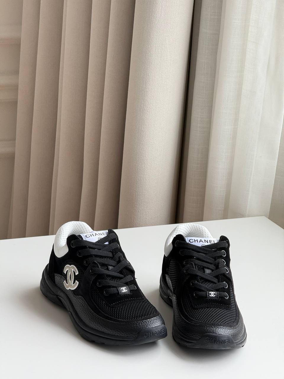 CHANEL CC Logo Mesh & Suede Sneakers