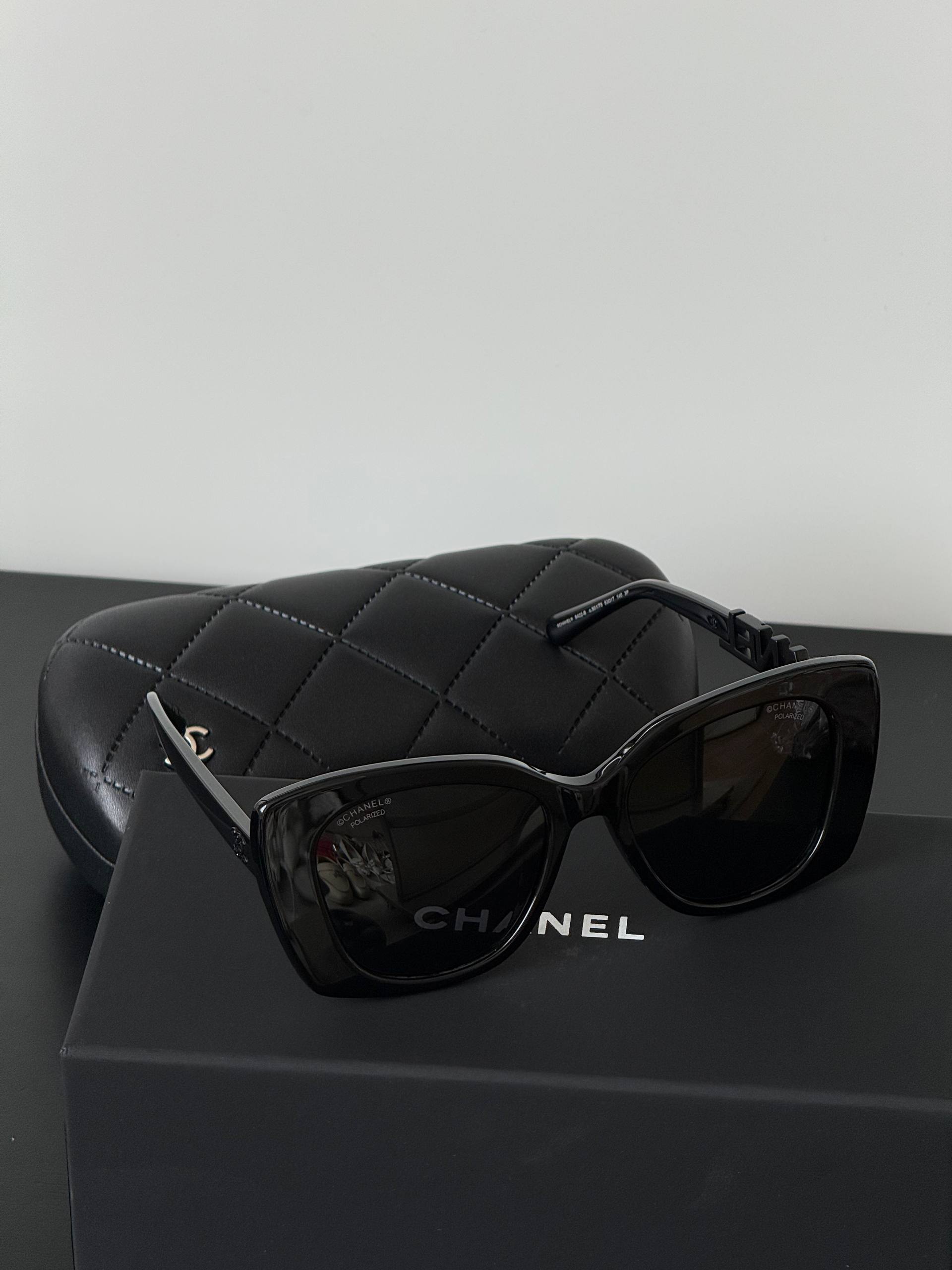 Chanel Thick Frame Letter Temple Polarized Cat-eye Sunglasses