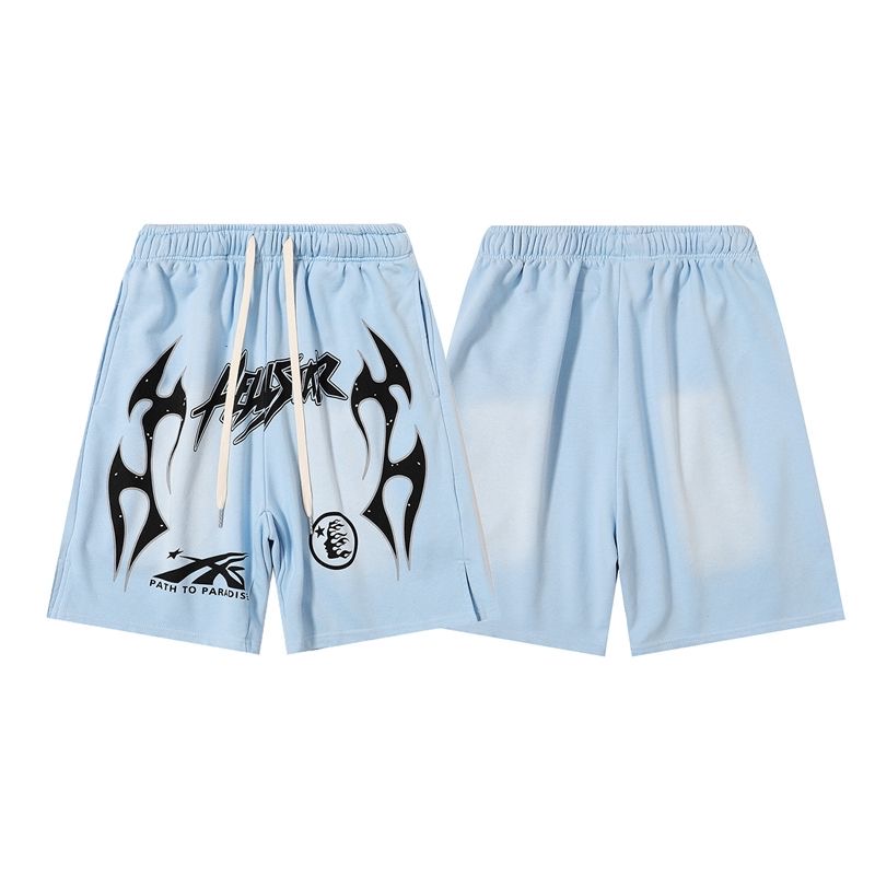 Black Flame Logo Shorts Sky Blue Color