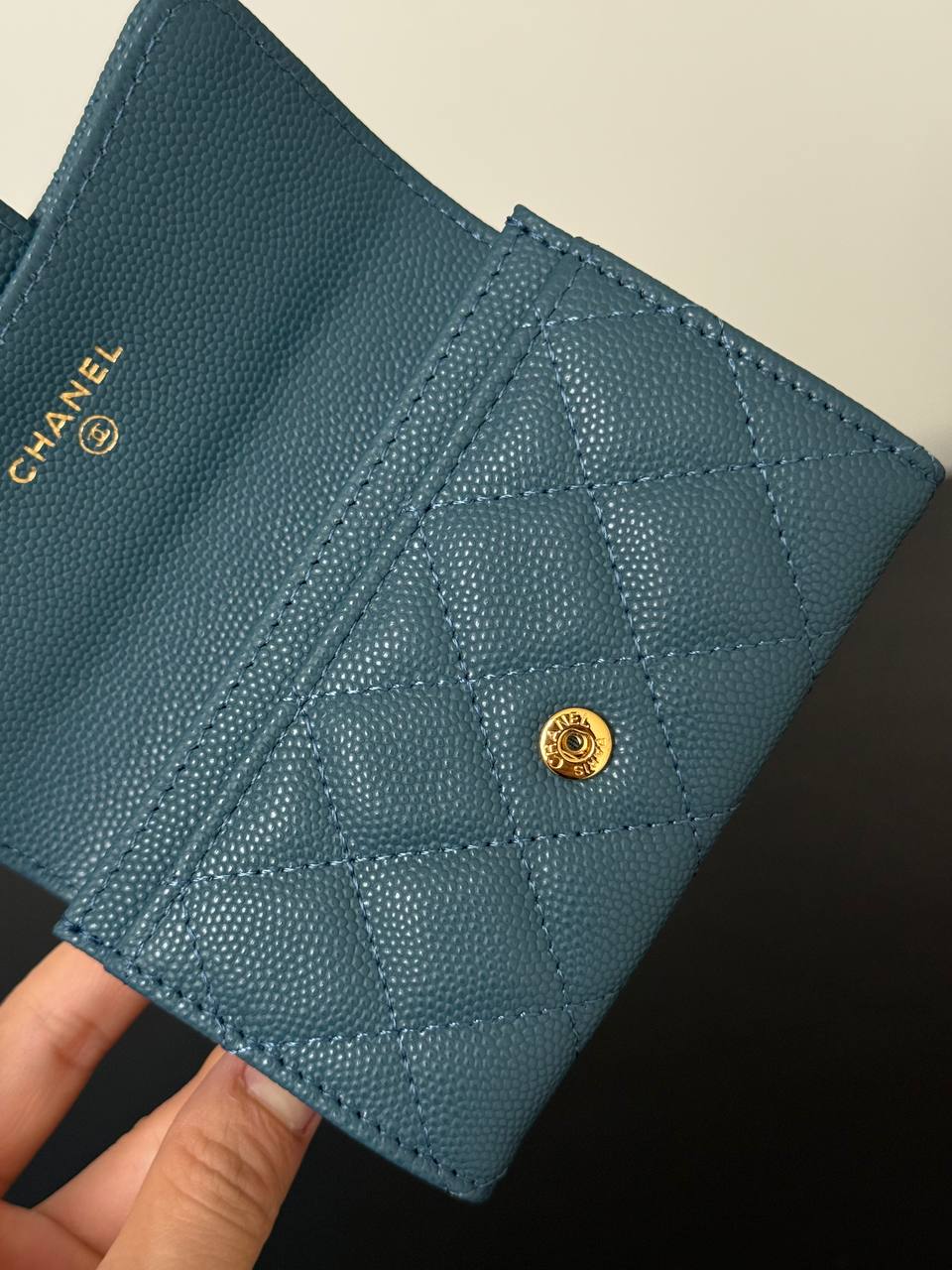 CHANEL Classic Quilted Caviar Leather Flap Card Holder