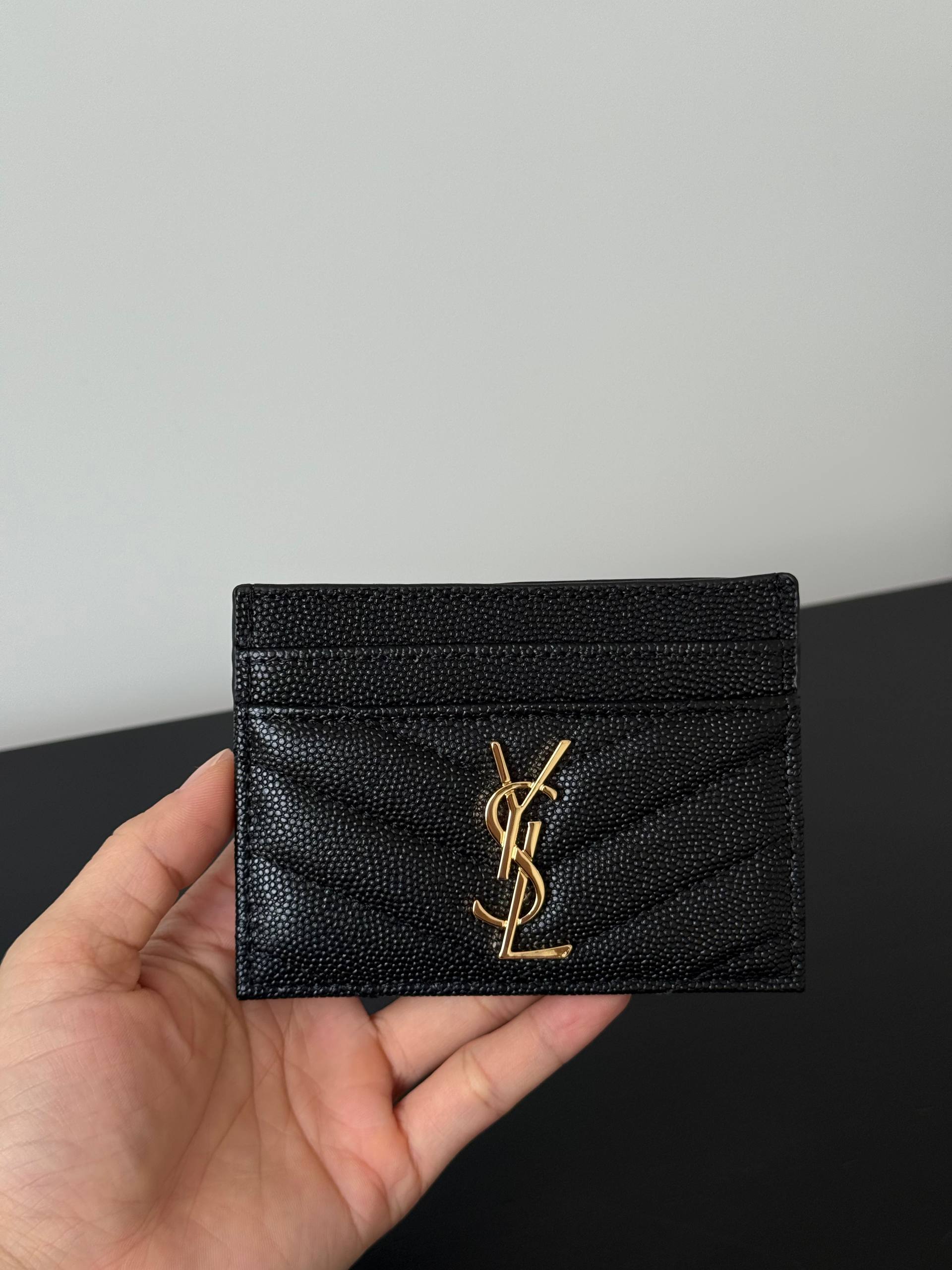 Saint Laurent Cassandre Matelassé Grain de Poudre Card Holder