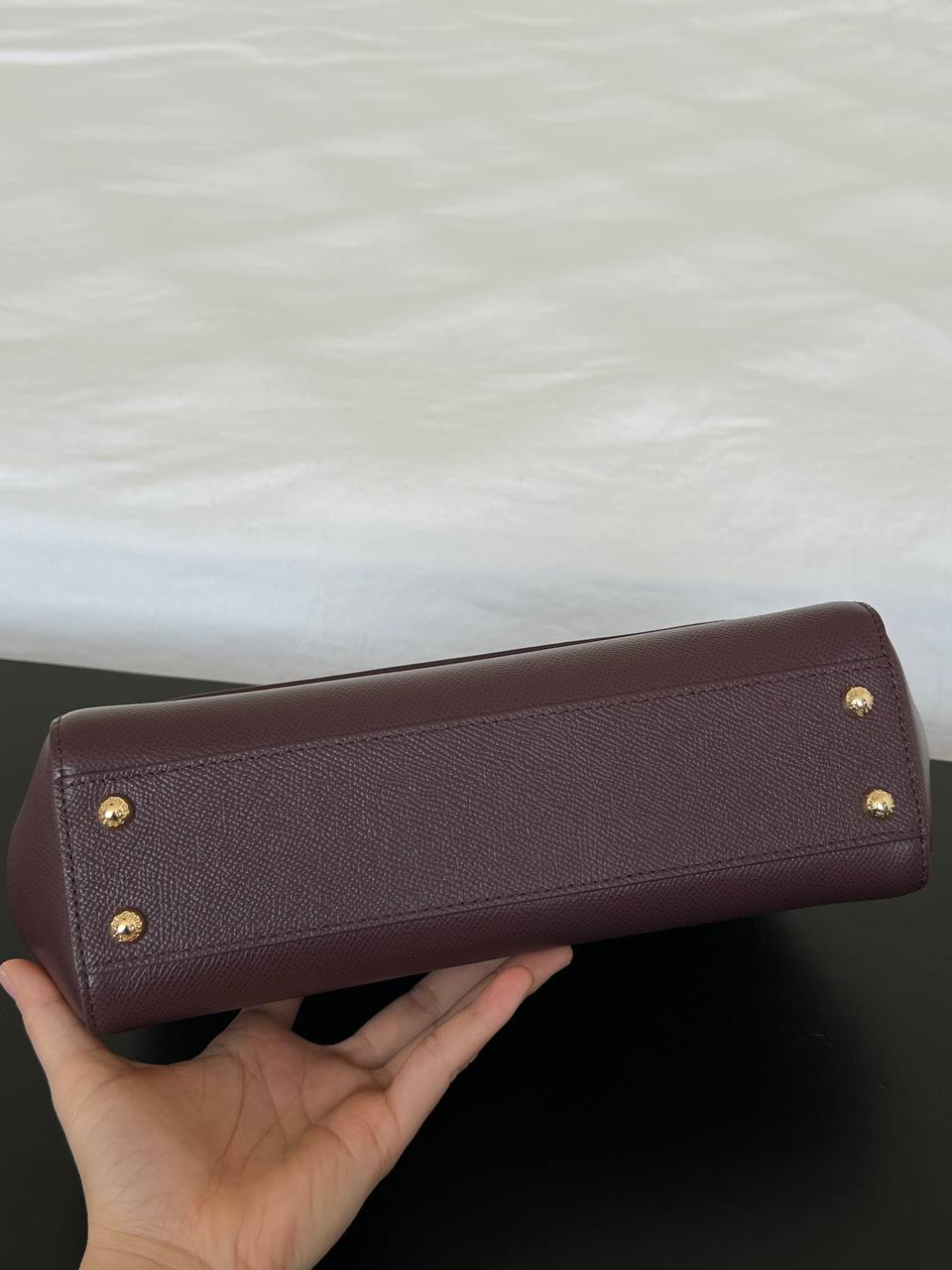 Miu Miu Burgundy Madras Leather Top Handle Flap Handbag