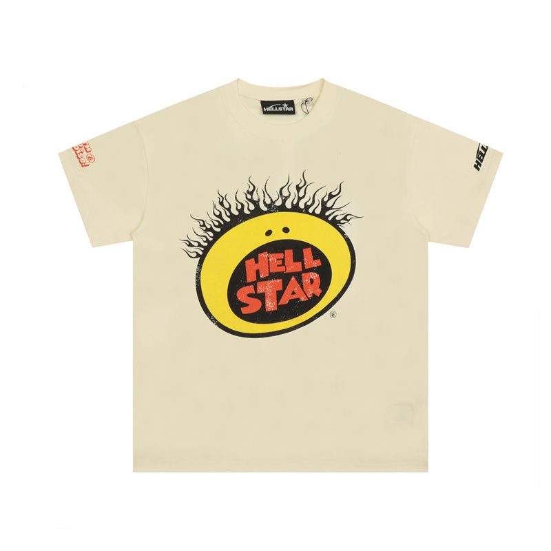 Hellstar Back graffiti Tee Beige Color