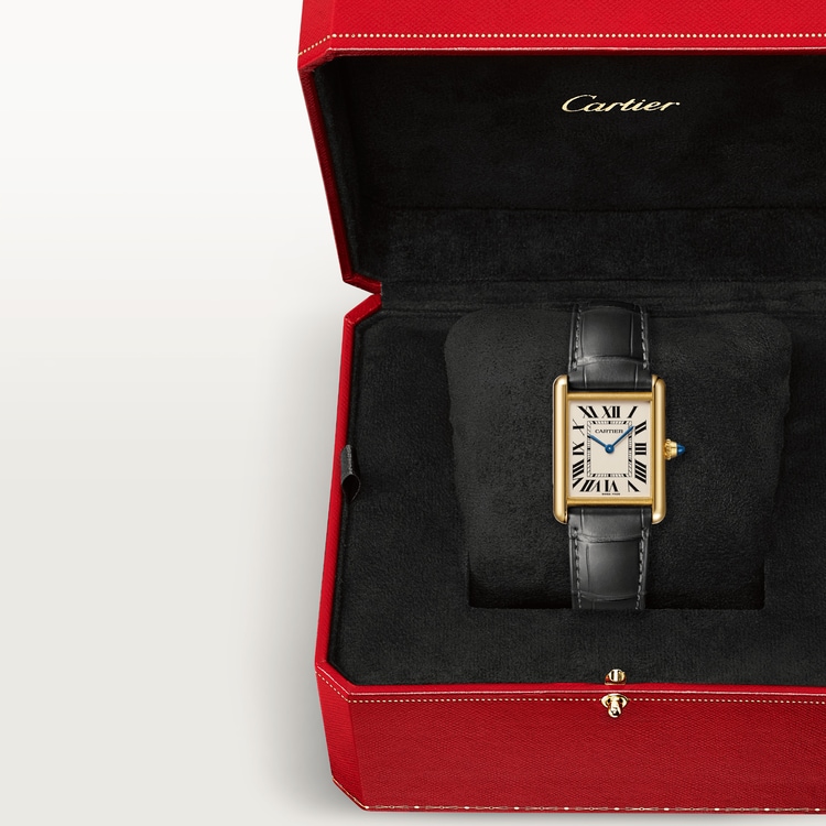 TANK LOUIS CARTIER WATCH Large model, quartz movement, 18K yellow gold, leather【1:1 Replica】