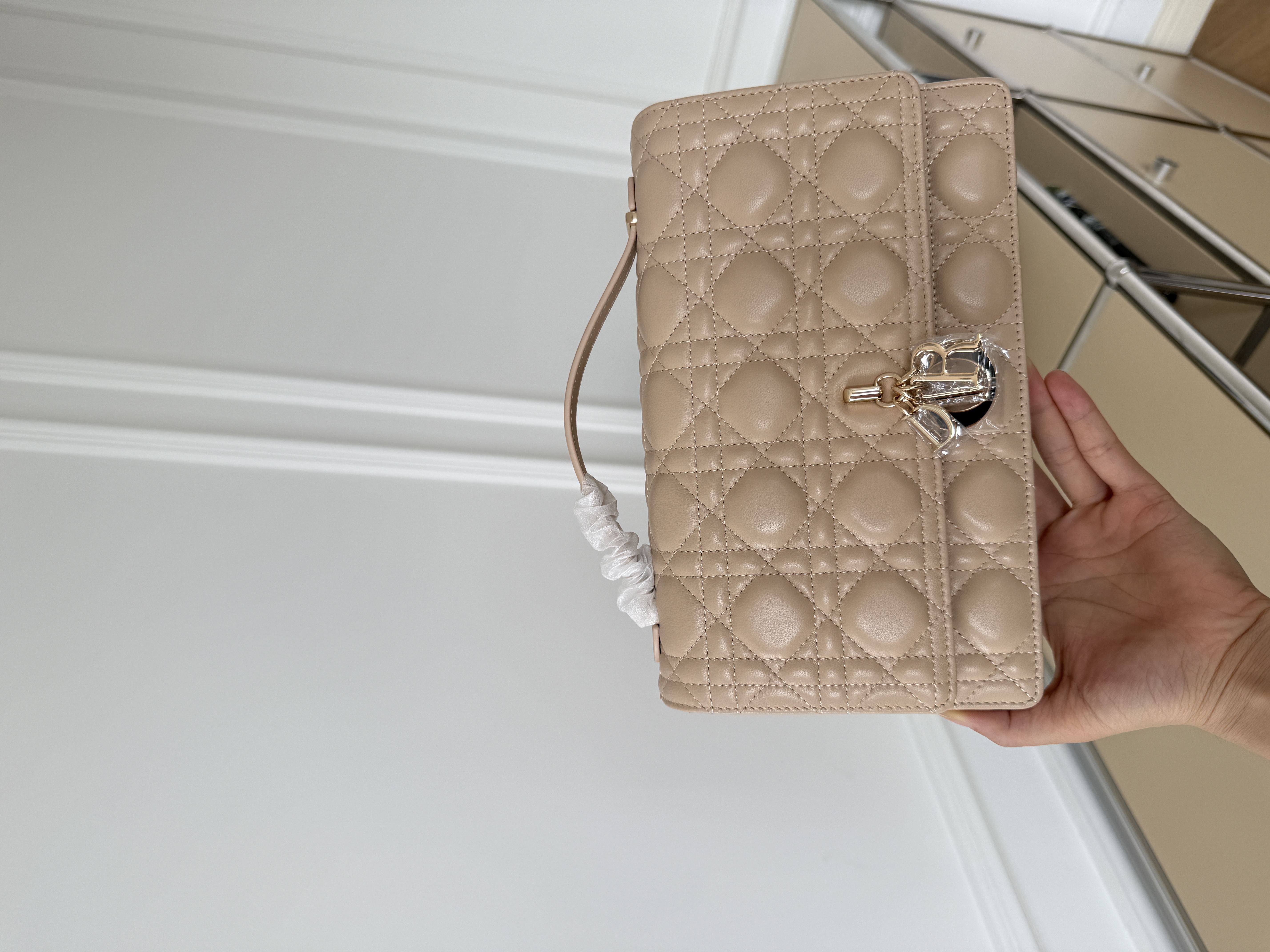Dior Lady Cannage Quilted Clutch Wallet On Chain