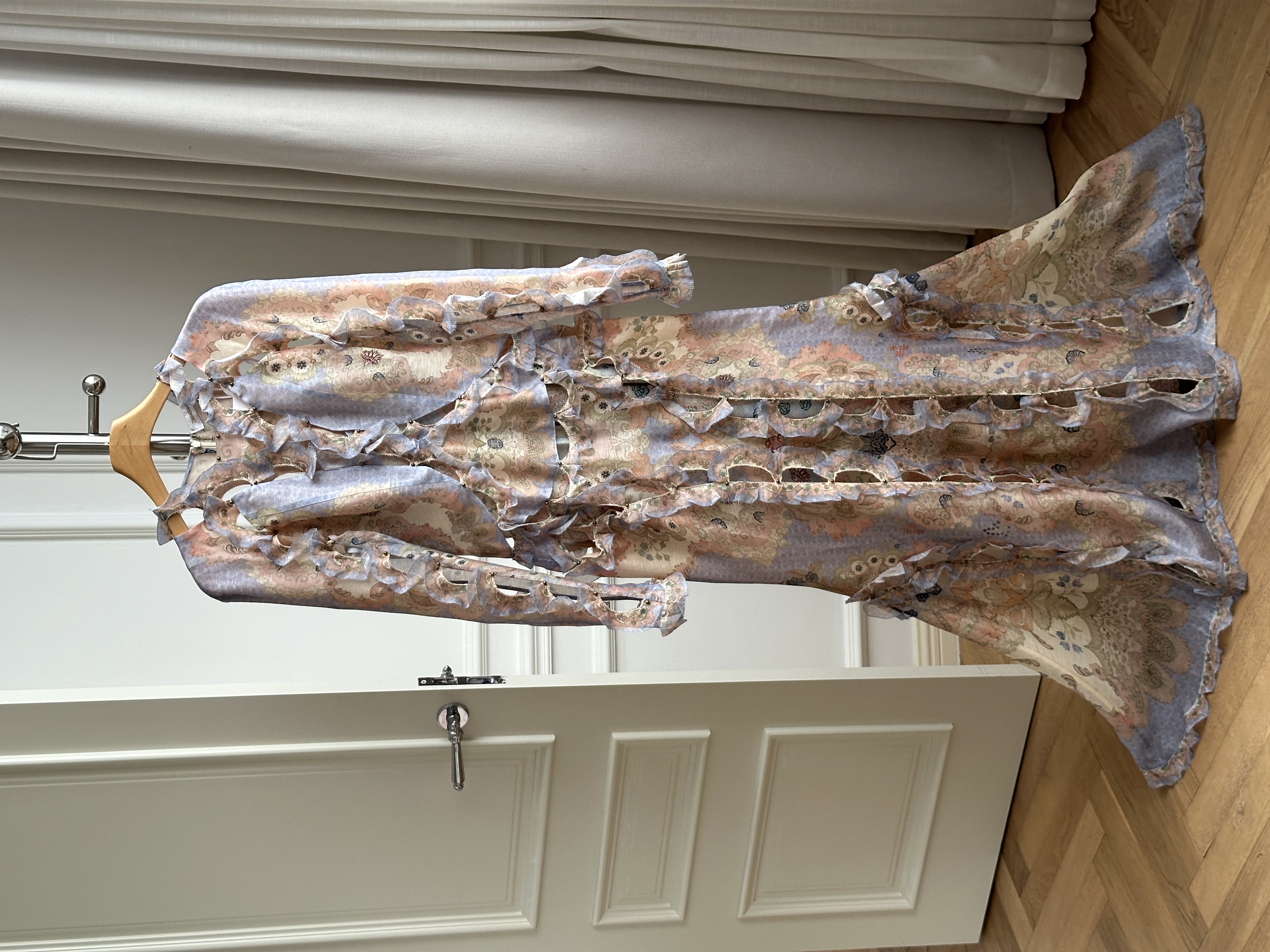 Zimmermann Rebellion Scallop Maxi Dress in Blue Floral Print