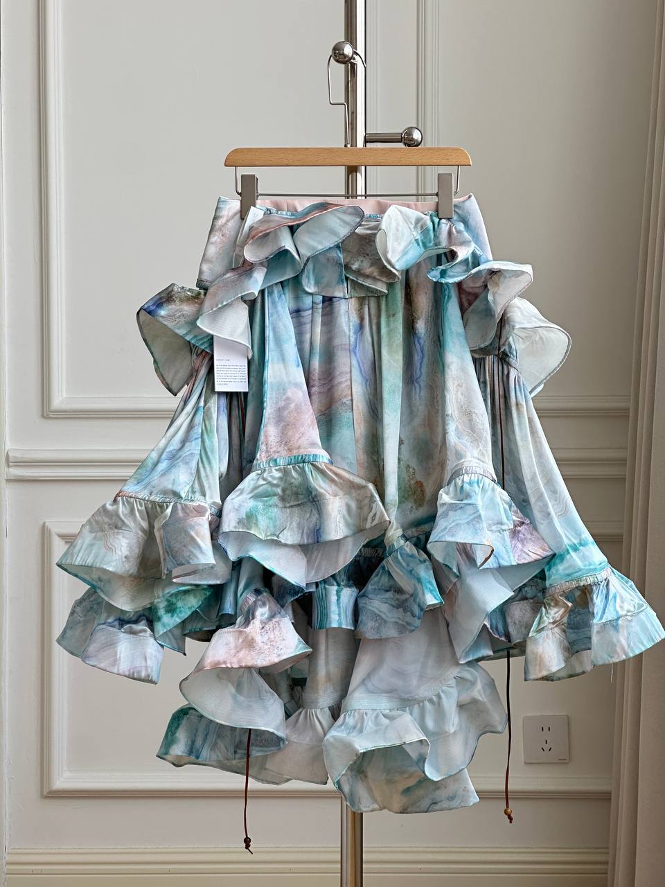 Zimmermann Illuminate Watercolor Print Tiered Ruffle Skirt