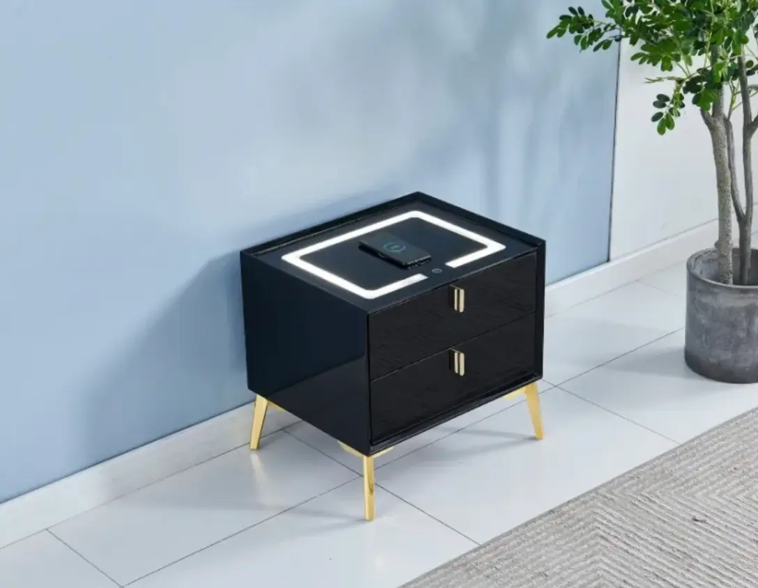 Table de chevet avec LED et Chargeur Induction SMARTLIGHT - 50 x 40 cm
