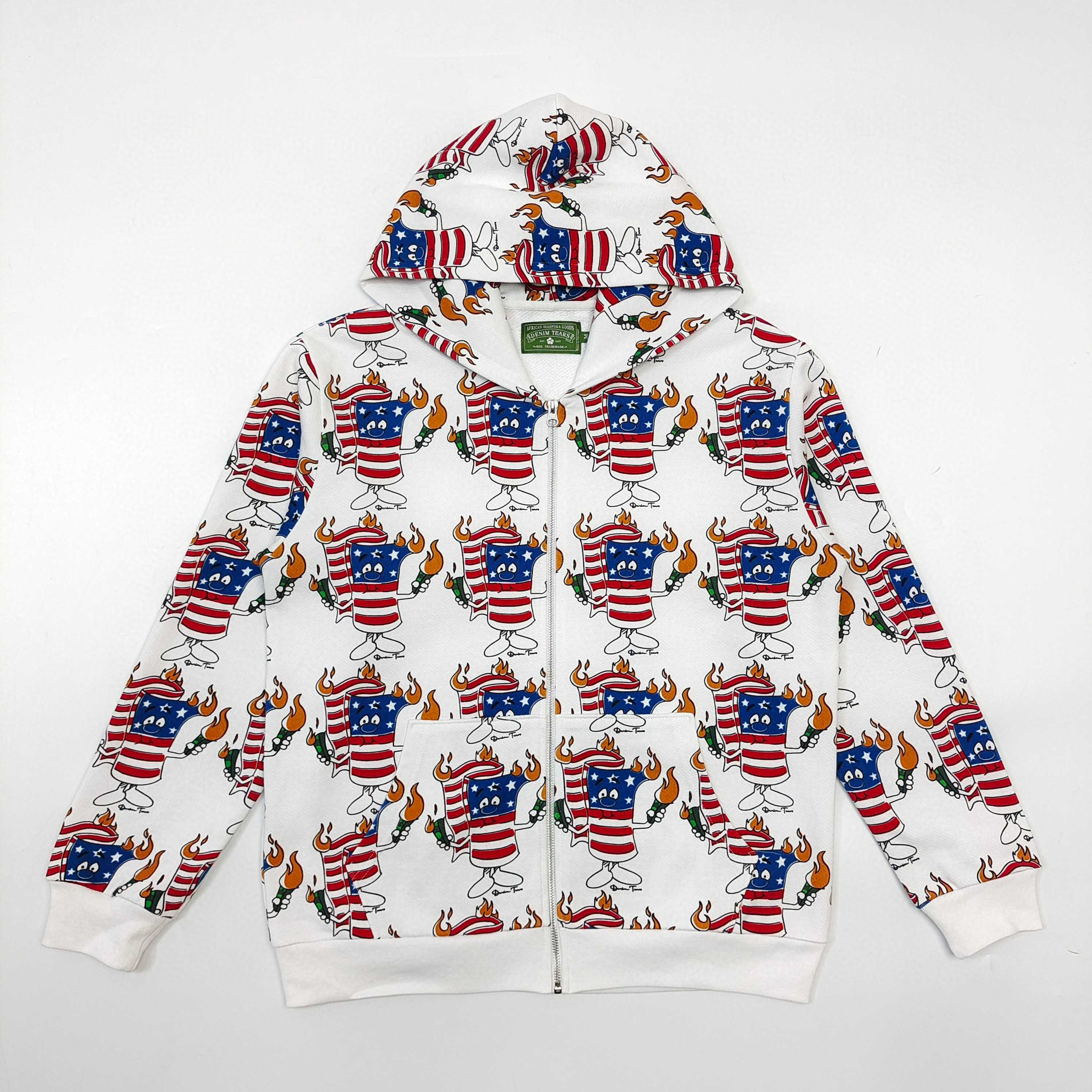 1:1 Best Quality Denim Tears Flags zipper Hoodie