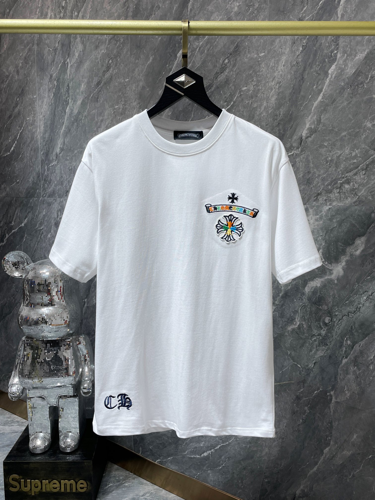Chrome Heart Colorful Logo embroidery letters Tee White