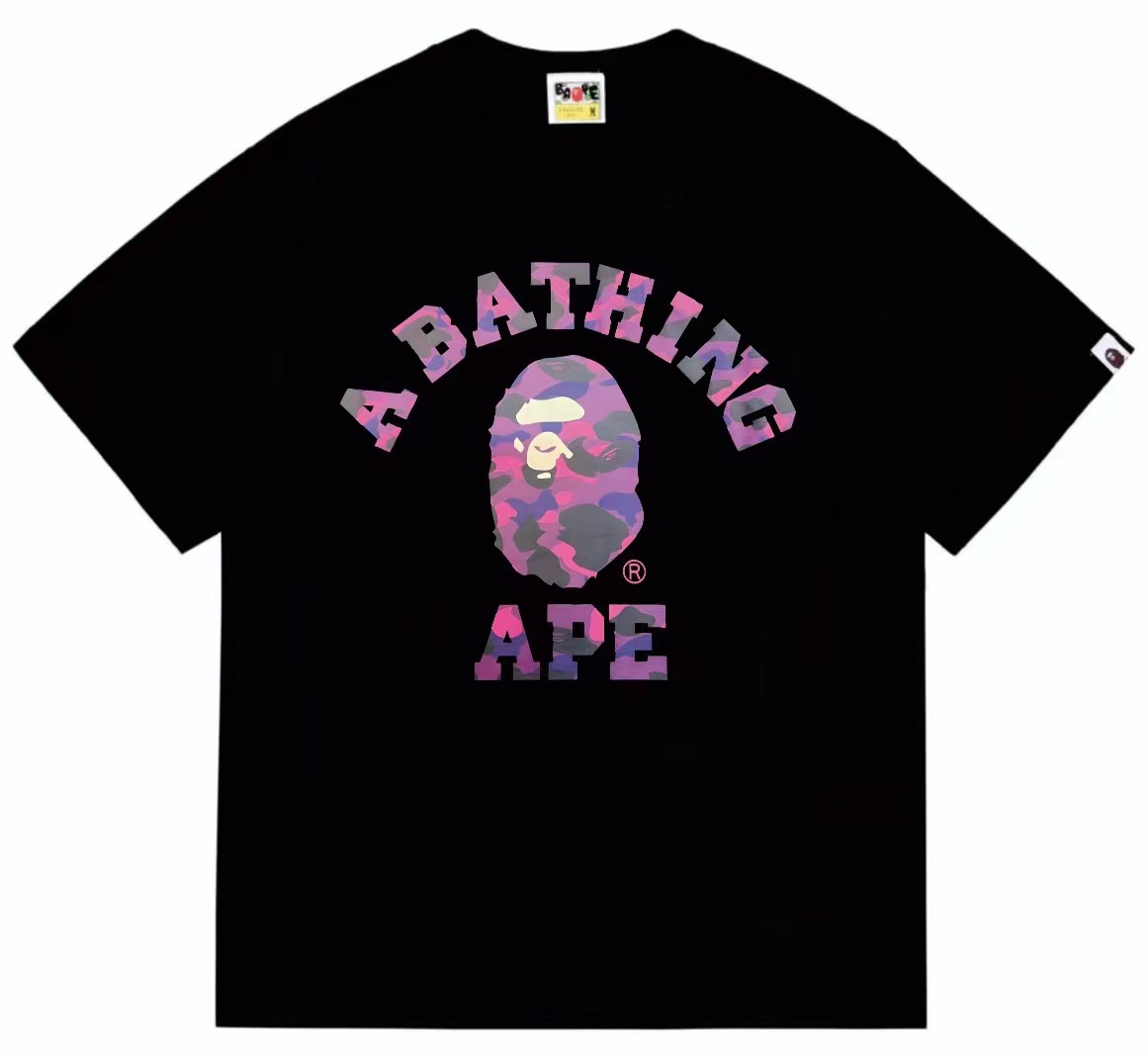 Purple camo ape man head print t shirt