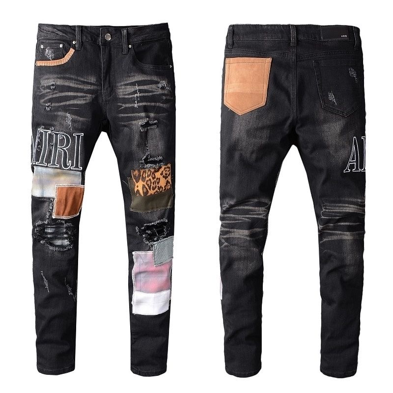 No. 615 Big Patch Ripped Jeans Black