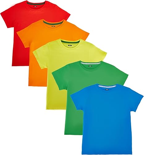 Pure cotton short-sleeved 5-piece solid-color boys' T-shirt