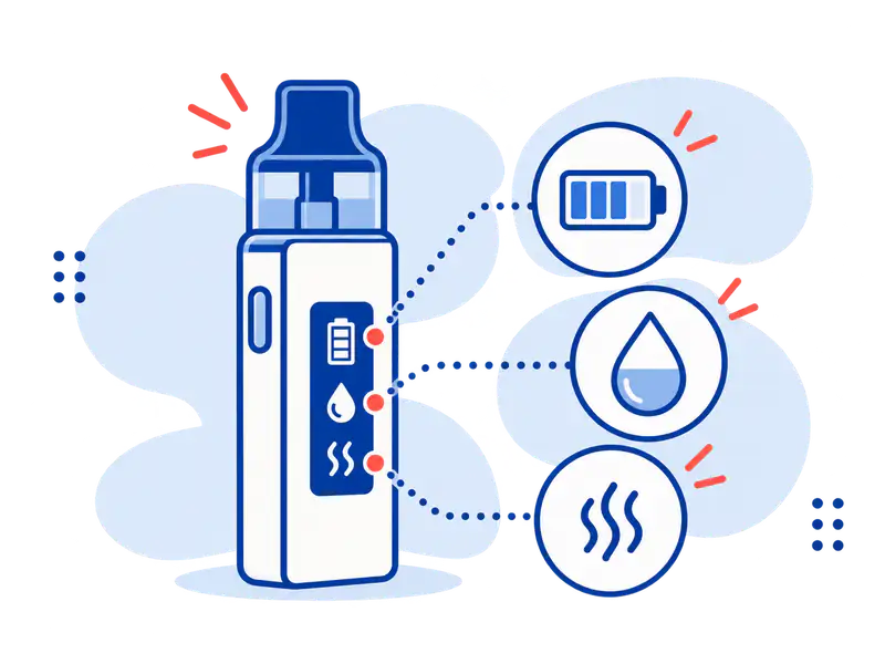 Visual Guide: Battery, Liquid and Mode Indicators — OZ illustrated guide cover