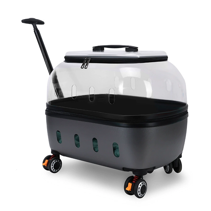 Transparent Wheeled Carrier Breathable Multi-hole Ventilation Rolling Luggage for Small Dogs Cats - MAISONKAIRON