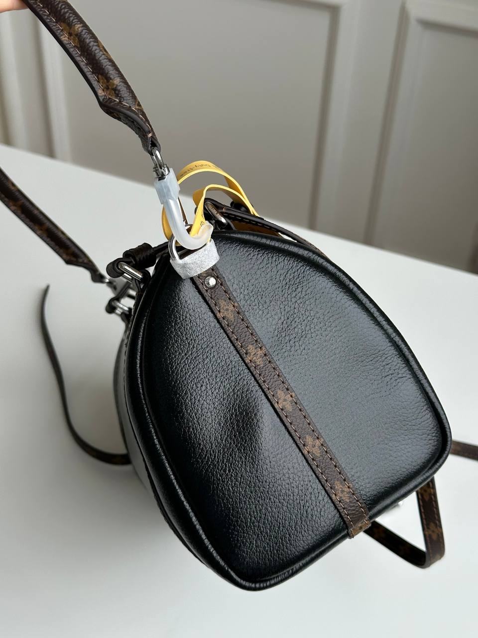 Louis Vuitton Black Grained Calfskin Mix Monogram Canvas Hand & Crossbody Pillow Bag