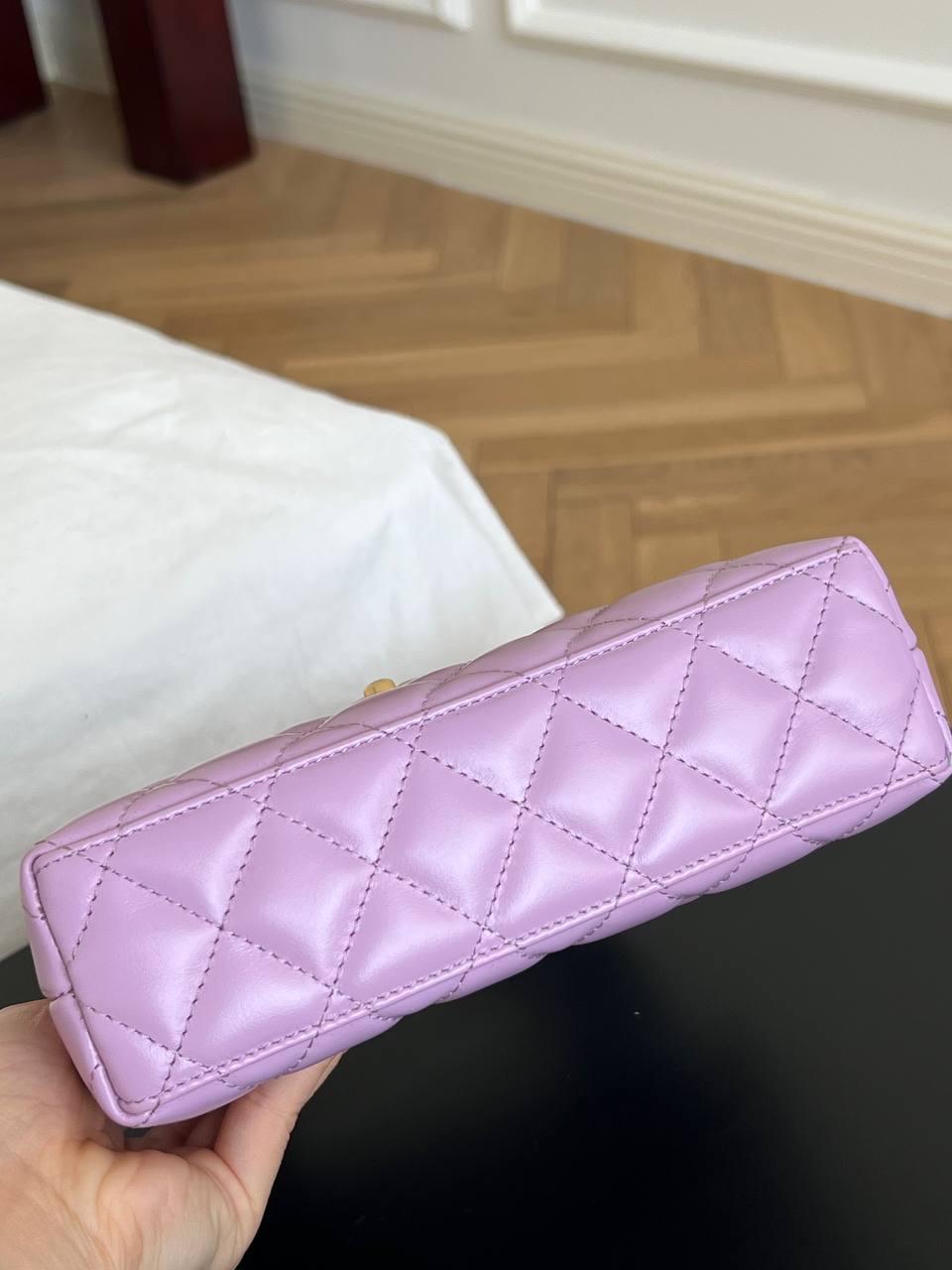 Chanel Light Purple Quilted Leather Mini Top Handle Bag