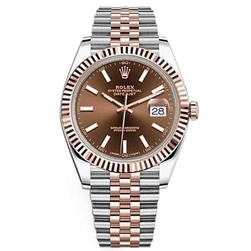 Rolex Oyster Perpetual Datejust 41 Watch, Chocolate dial, Two-tone Jubilee bracelet, Fluted bezel【1:1 Replica】