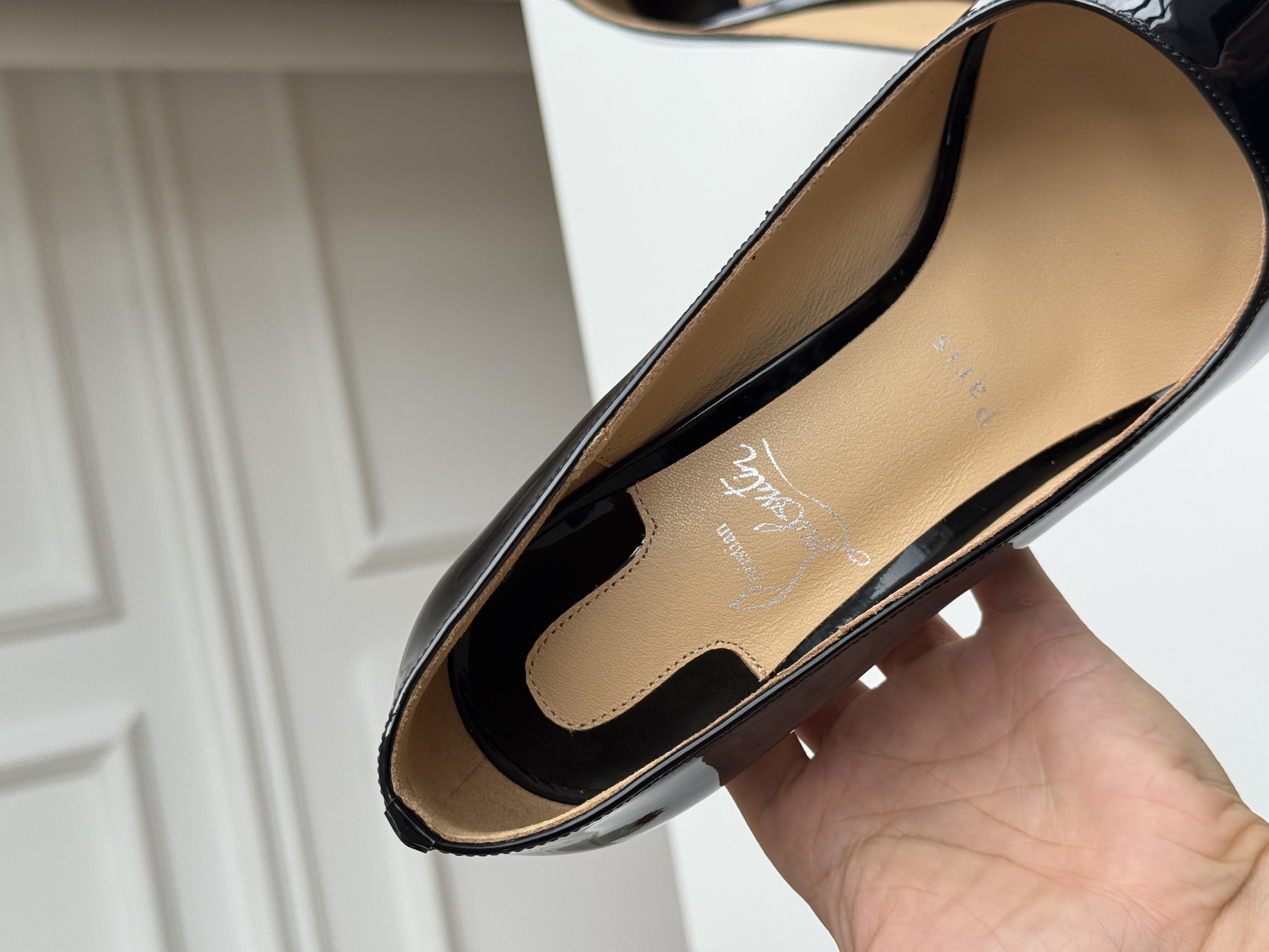 Christian Louboutin So Kate Black Patent Leather Pointed Toe Pumps